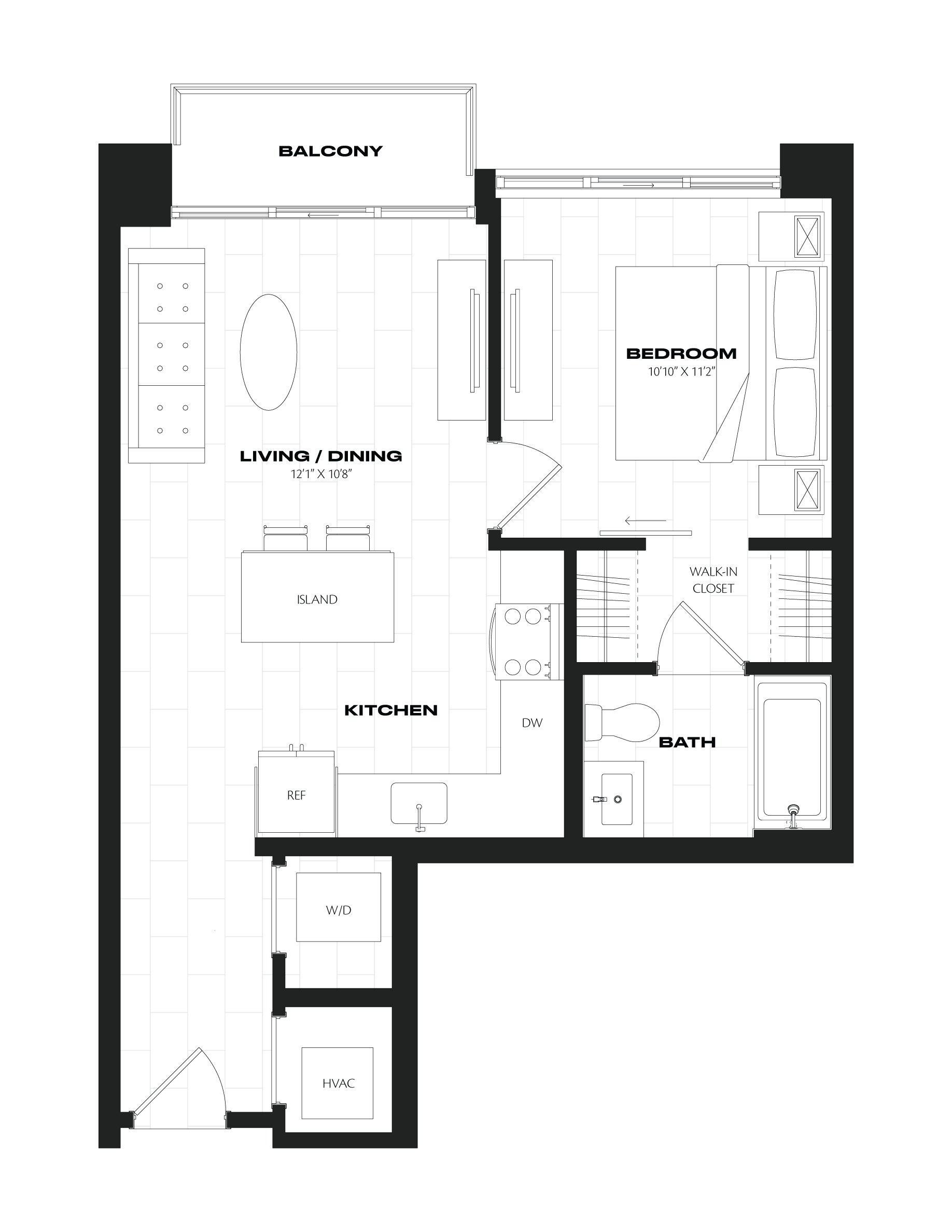 1 Bed/1 Bath JR-A5.1 floor plan