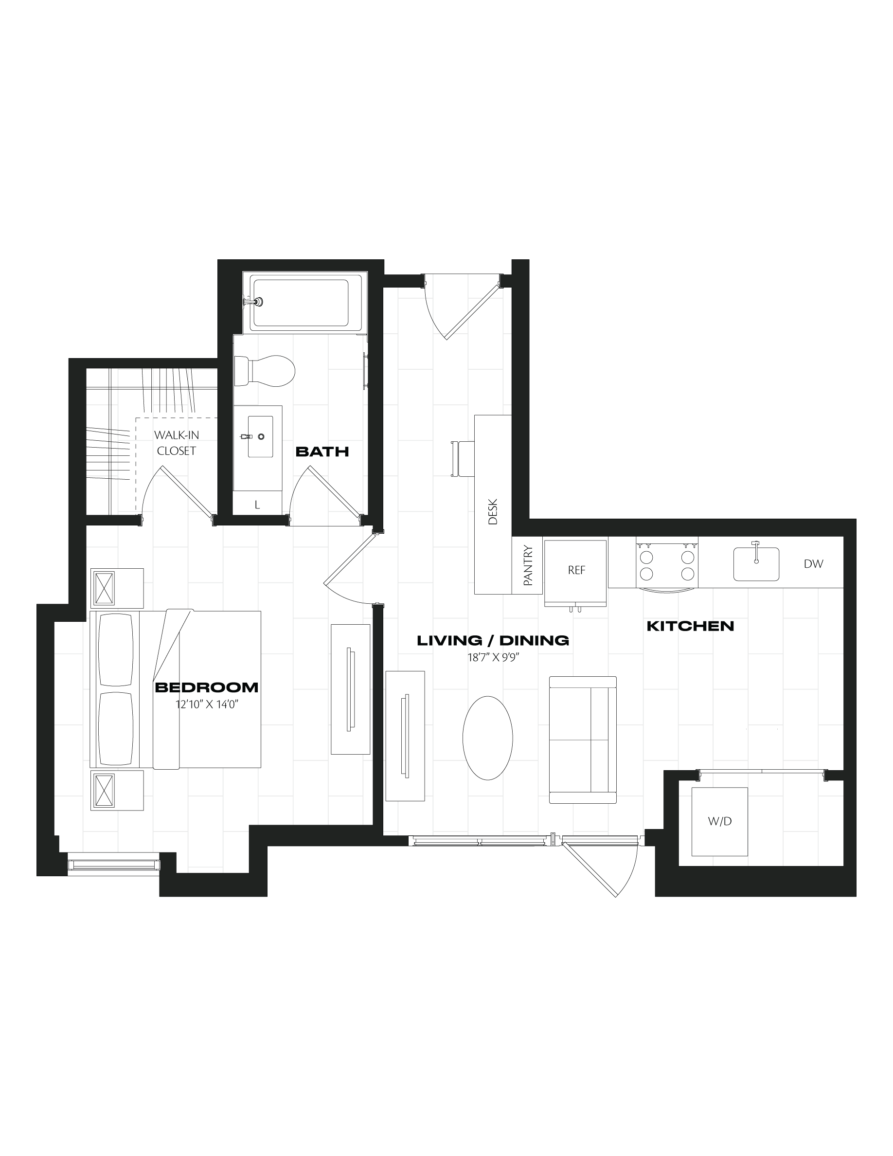 1 Bed/1 Bath-B3.1 floor plan