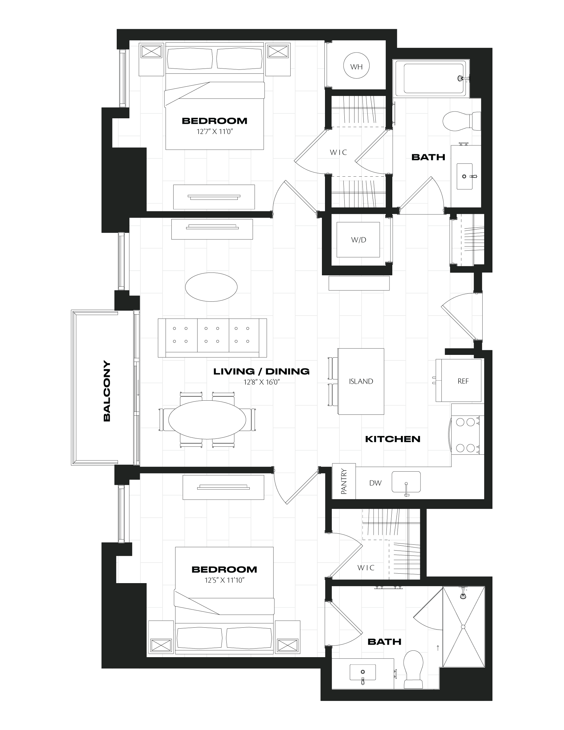 2 Bed/2 Bath-C1.1 floor plan