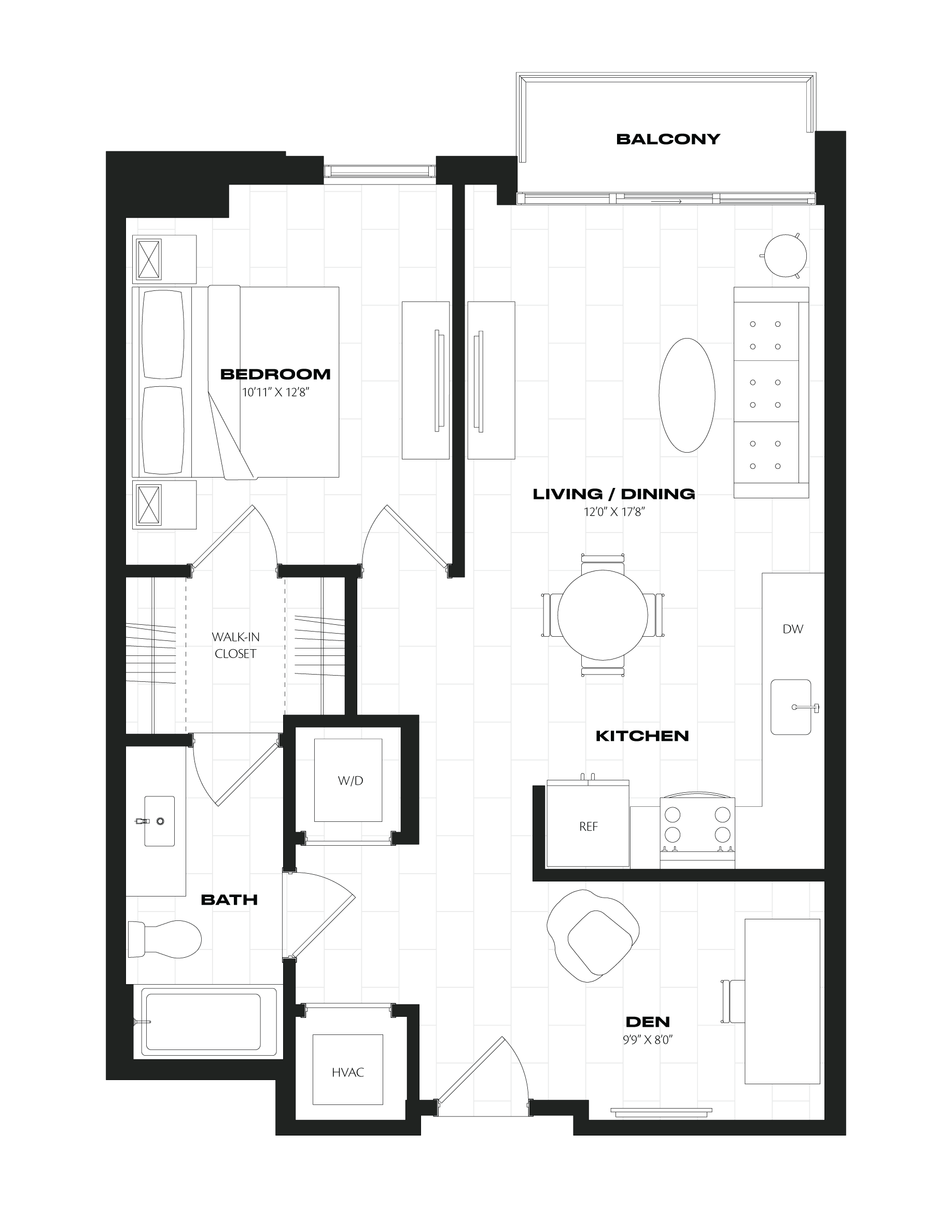 1 Bed/1 Bath/Den-B7.4 floor plan