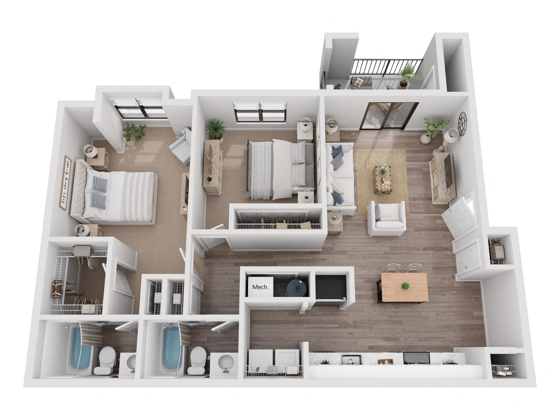 2x2 B floor plan