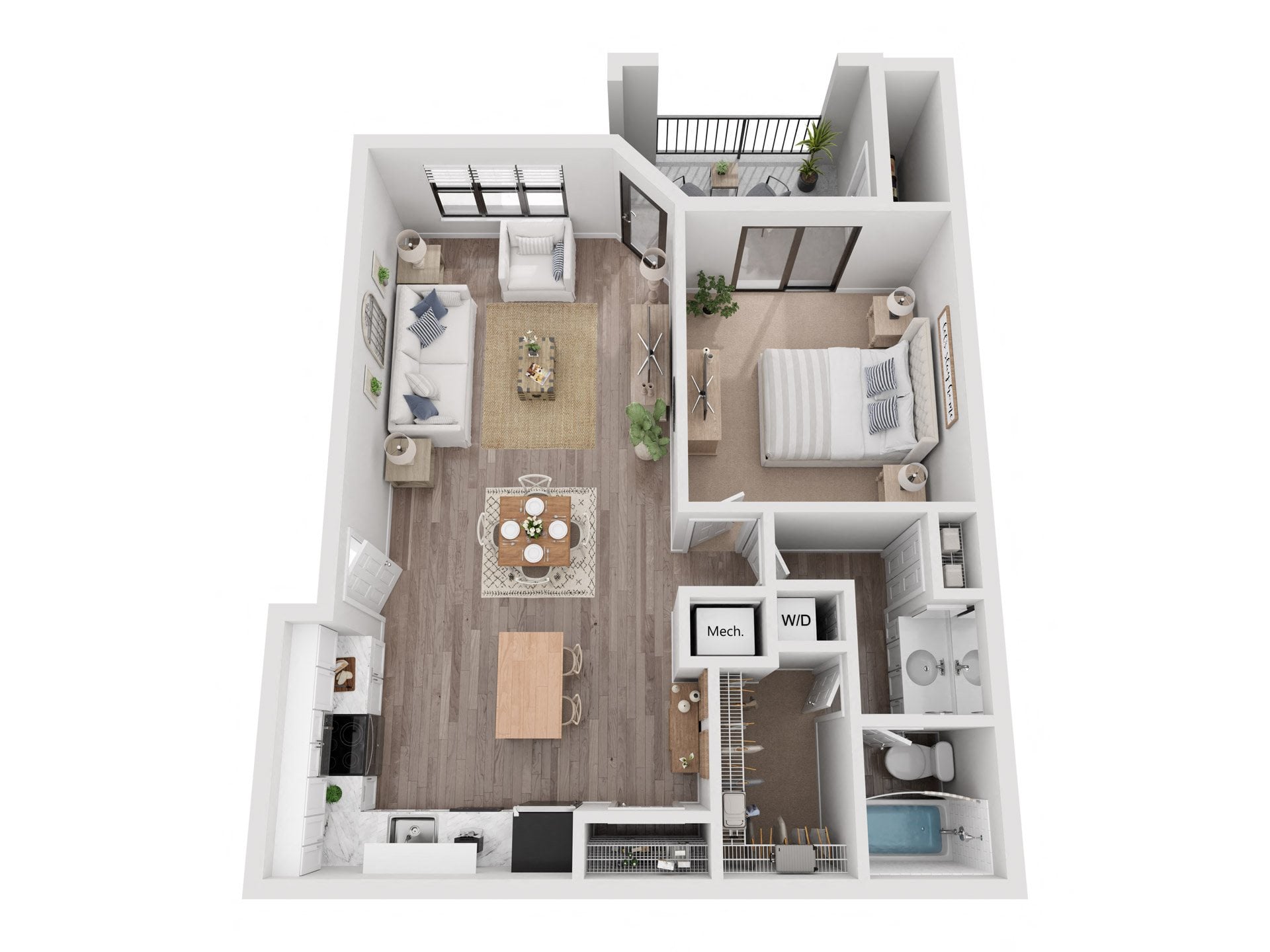 1x1 B floor plan