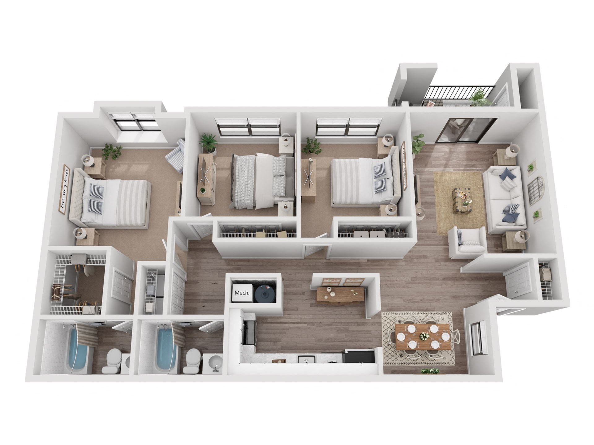 3x2 B floor plan