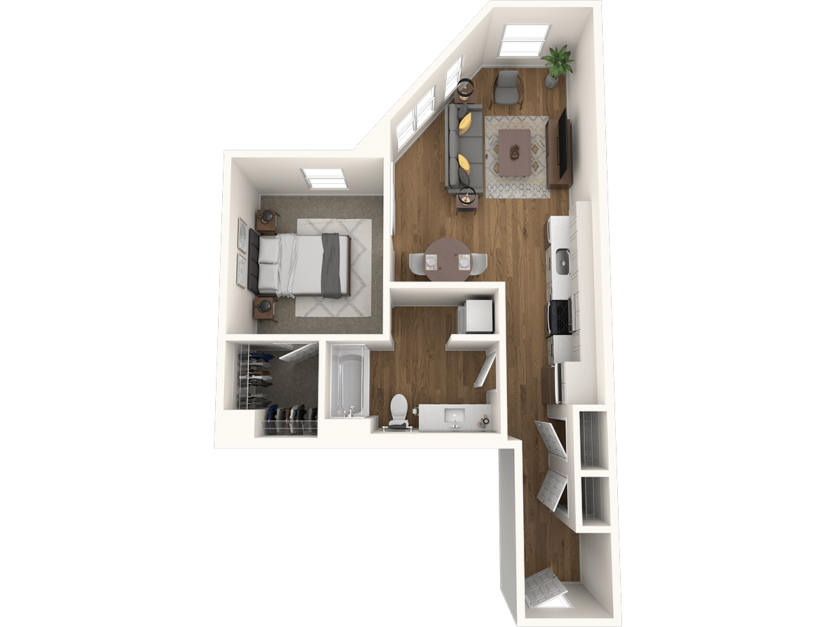 1-Bedroom K floor plan