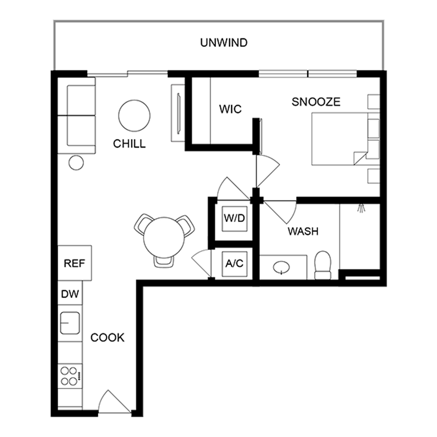#2004 - 1 bedroom floorplan layout with 1 bathroom and 549 square feet