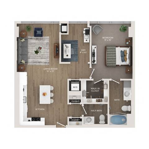 A19 - One Bedroom + Den floor plan