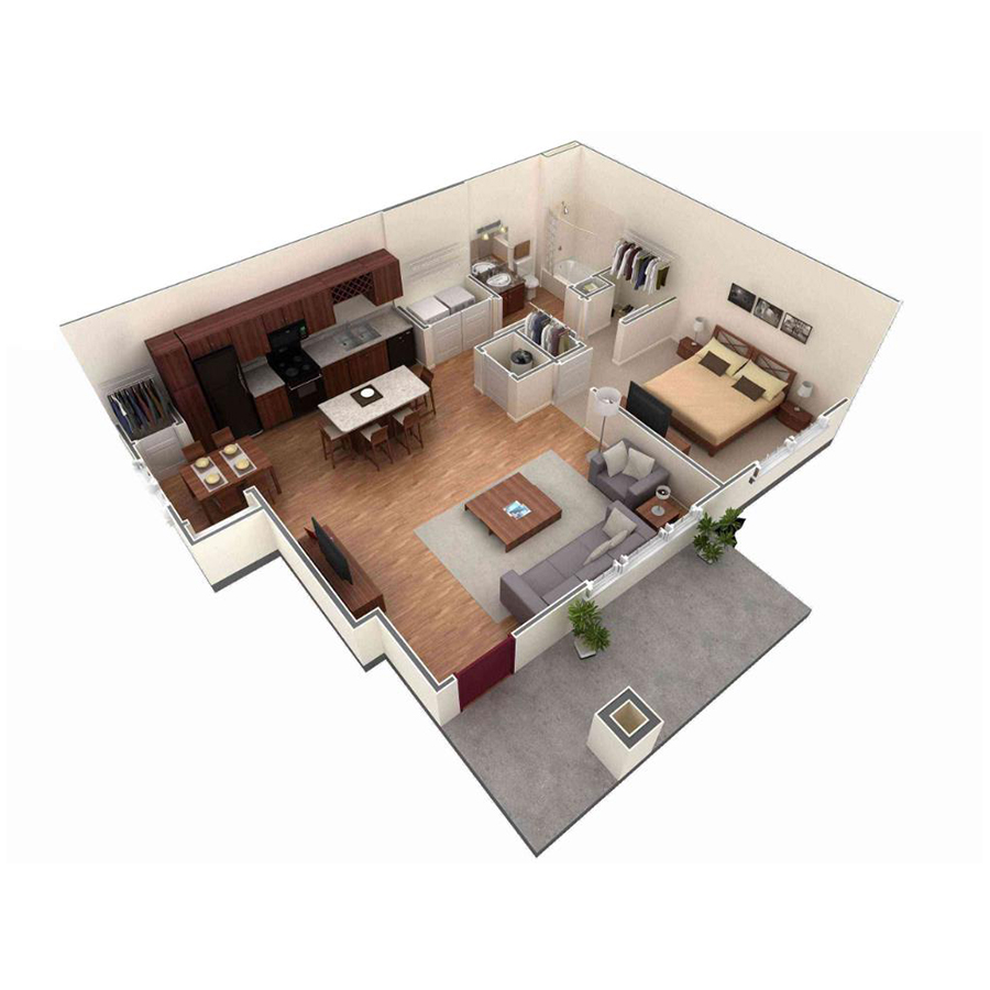 1 BR Grand Courtyard floor plan