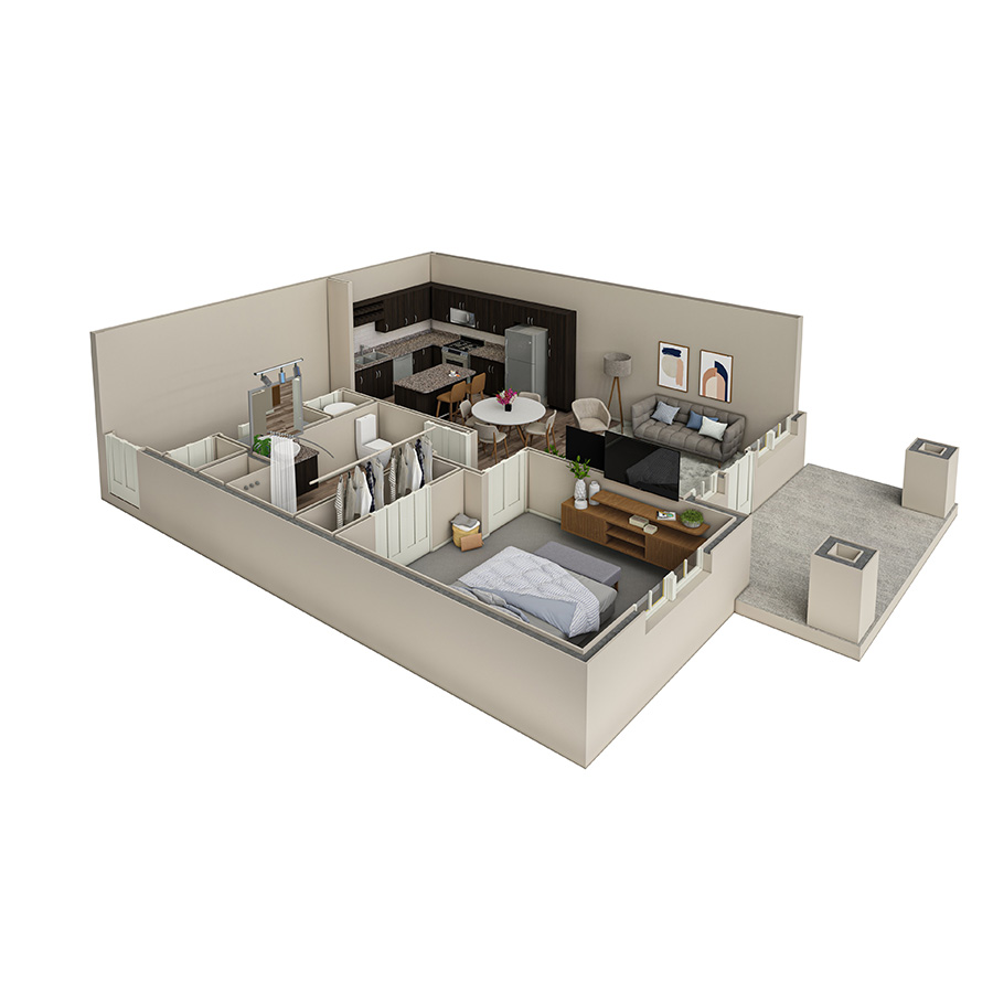 1 BR Vue Courtyard floor plan