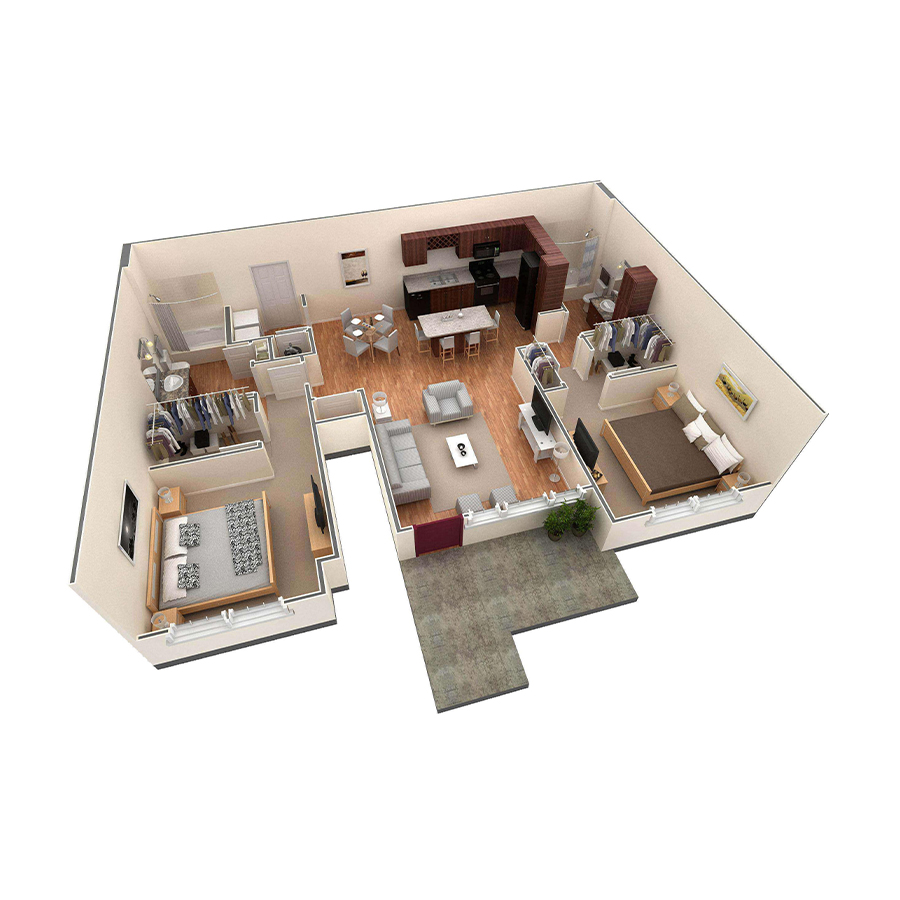 2 BR Grand Courtyard floor plan