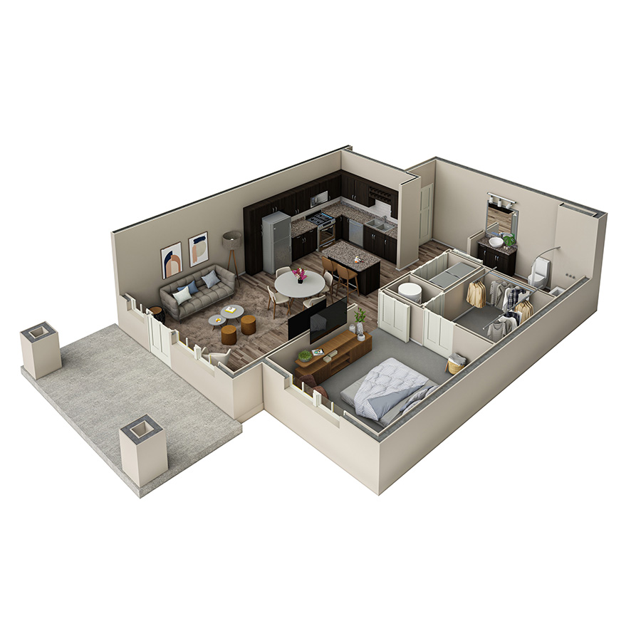 1 BR Haven Courtyard floor plan