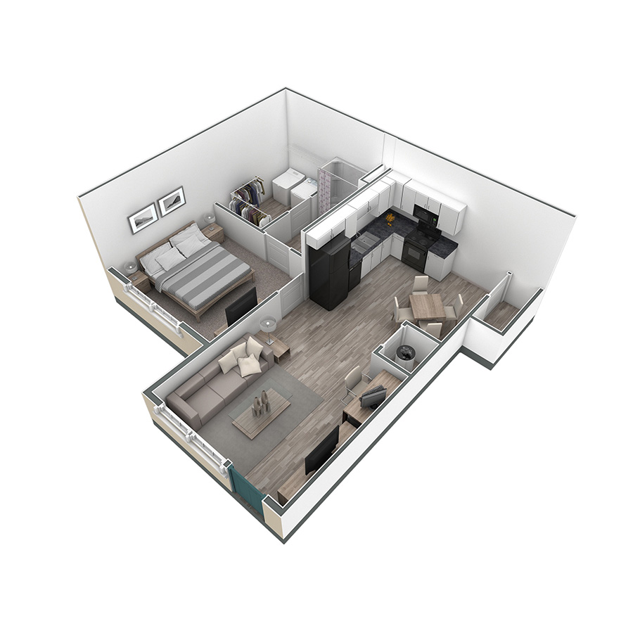 1 BR Horizon Courtyard floor plan