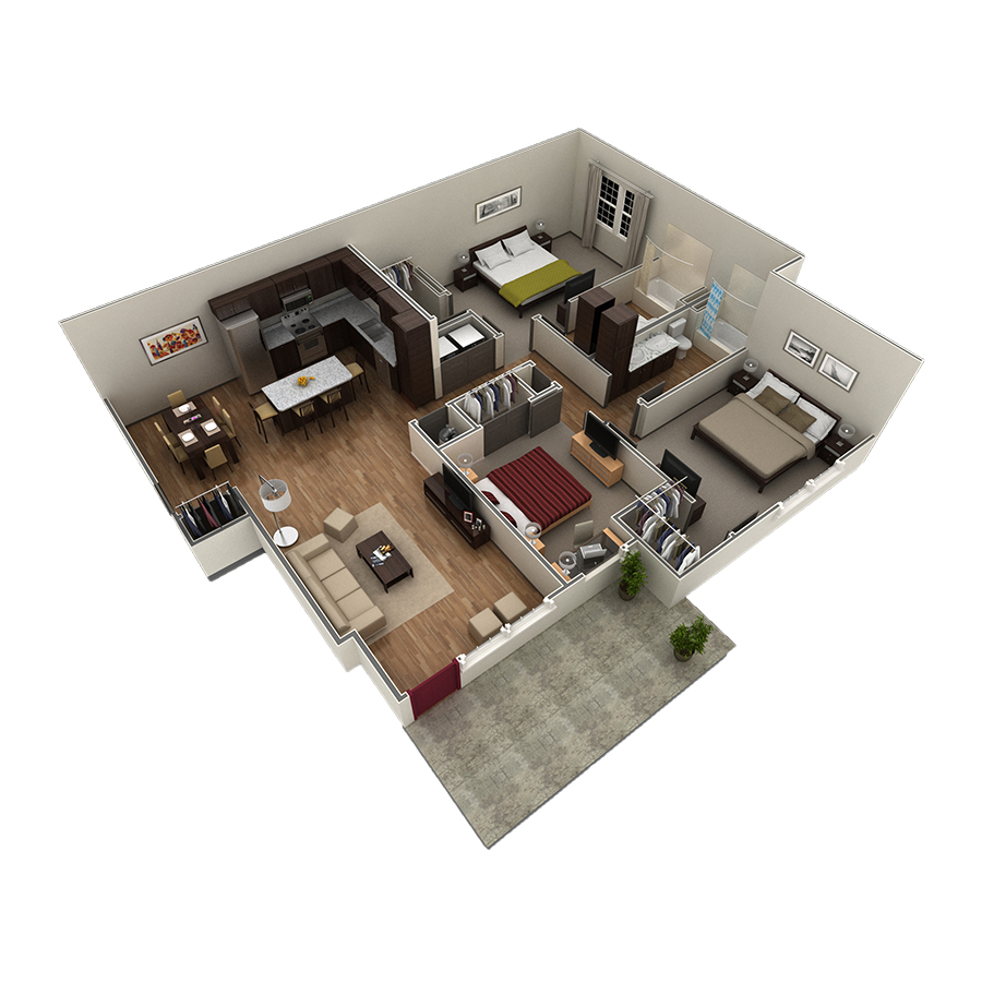 3 BR Grand Courtyard Garage floor plan