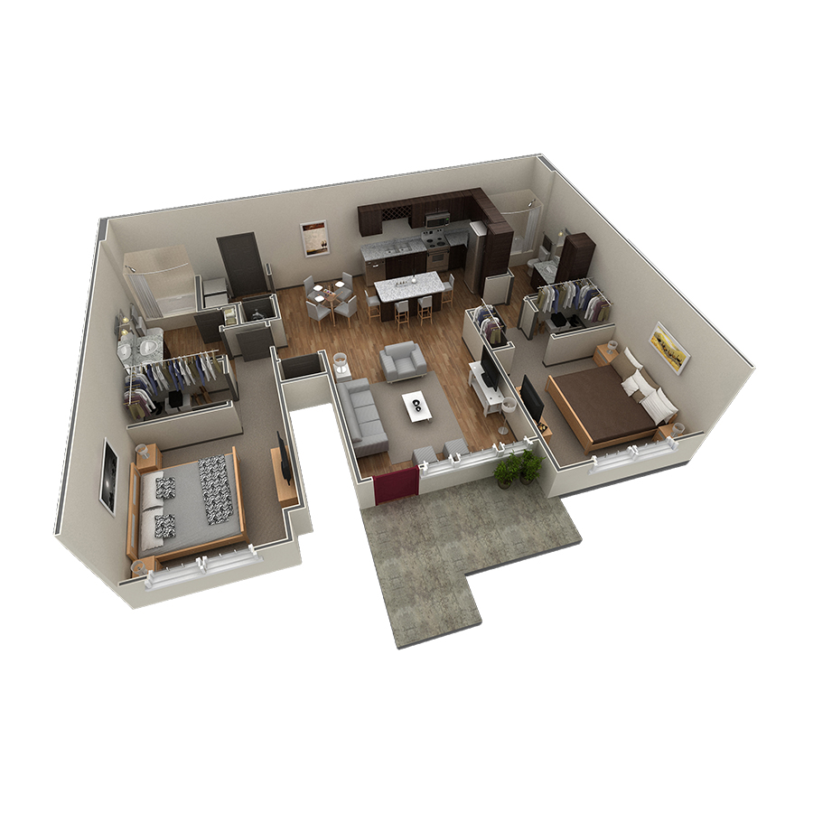 2 BR Grand Courtyard Garage floor plan