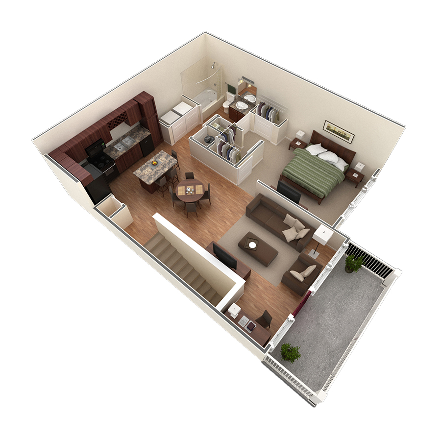 1 BR Designer Overlook floor plan