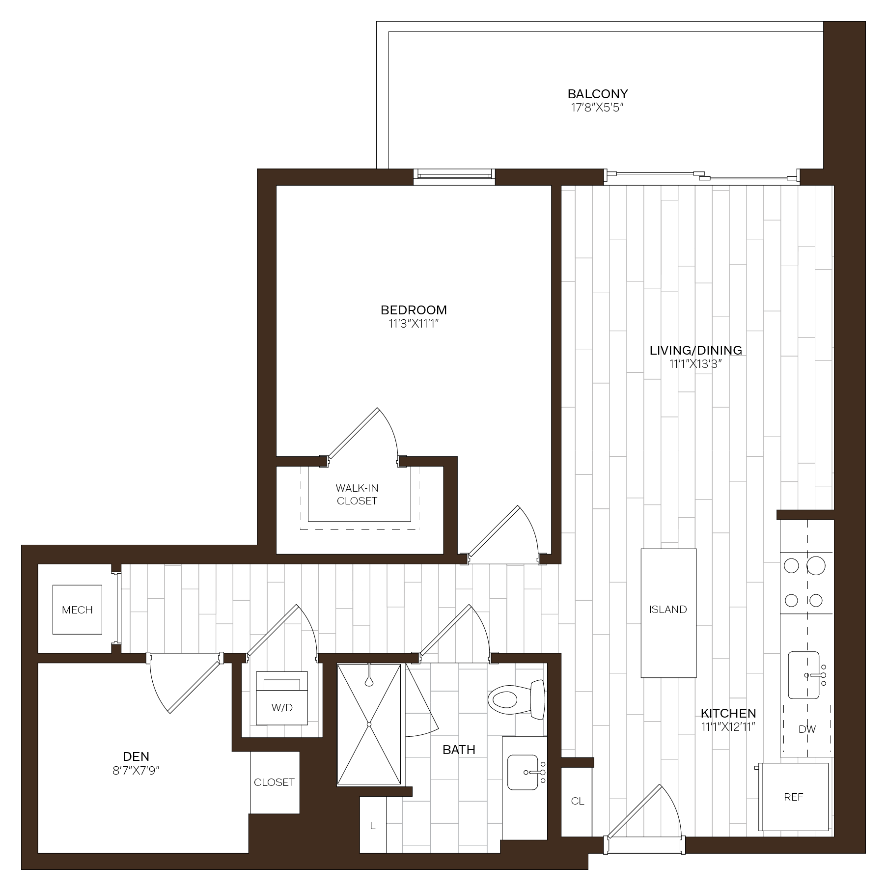 1 Bed/1 Bath Den-D2 floor plan