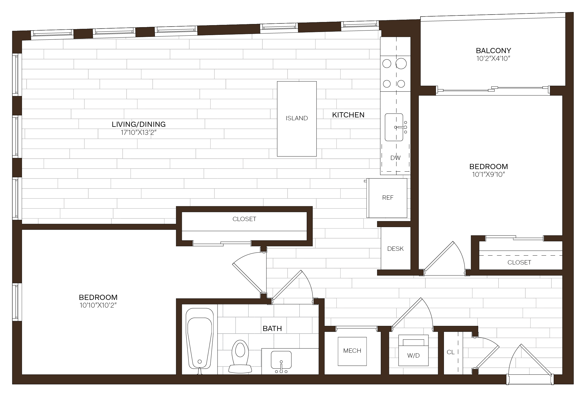 2 Bed/1 Bath-B5 floor plan