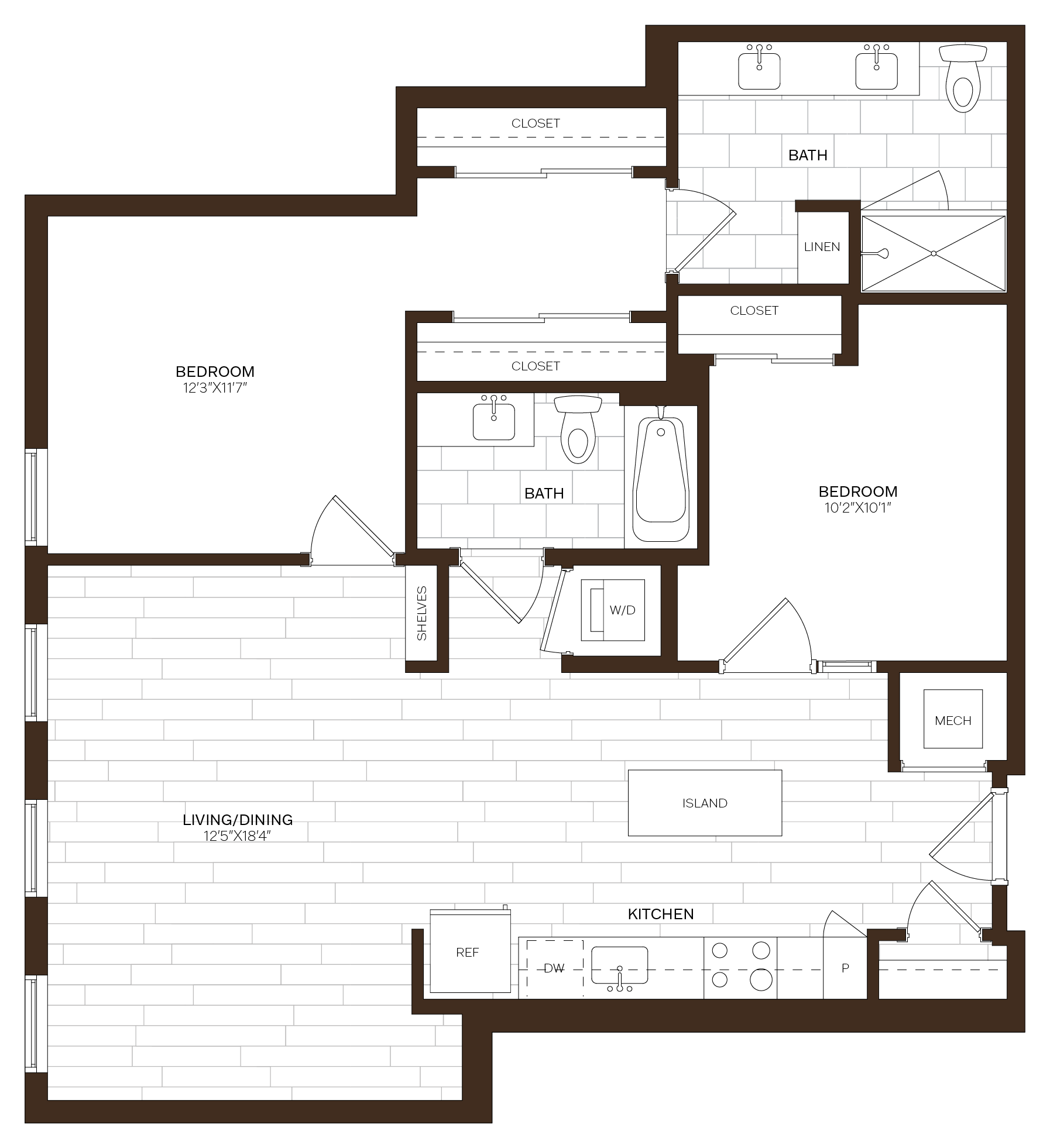 JR 2 Bed/2 Bath -C1 floor plan