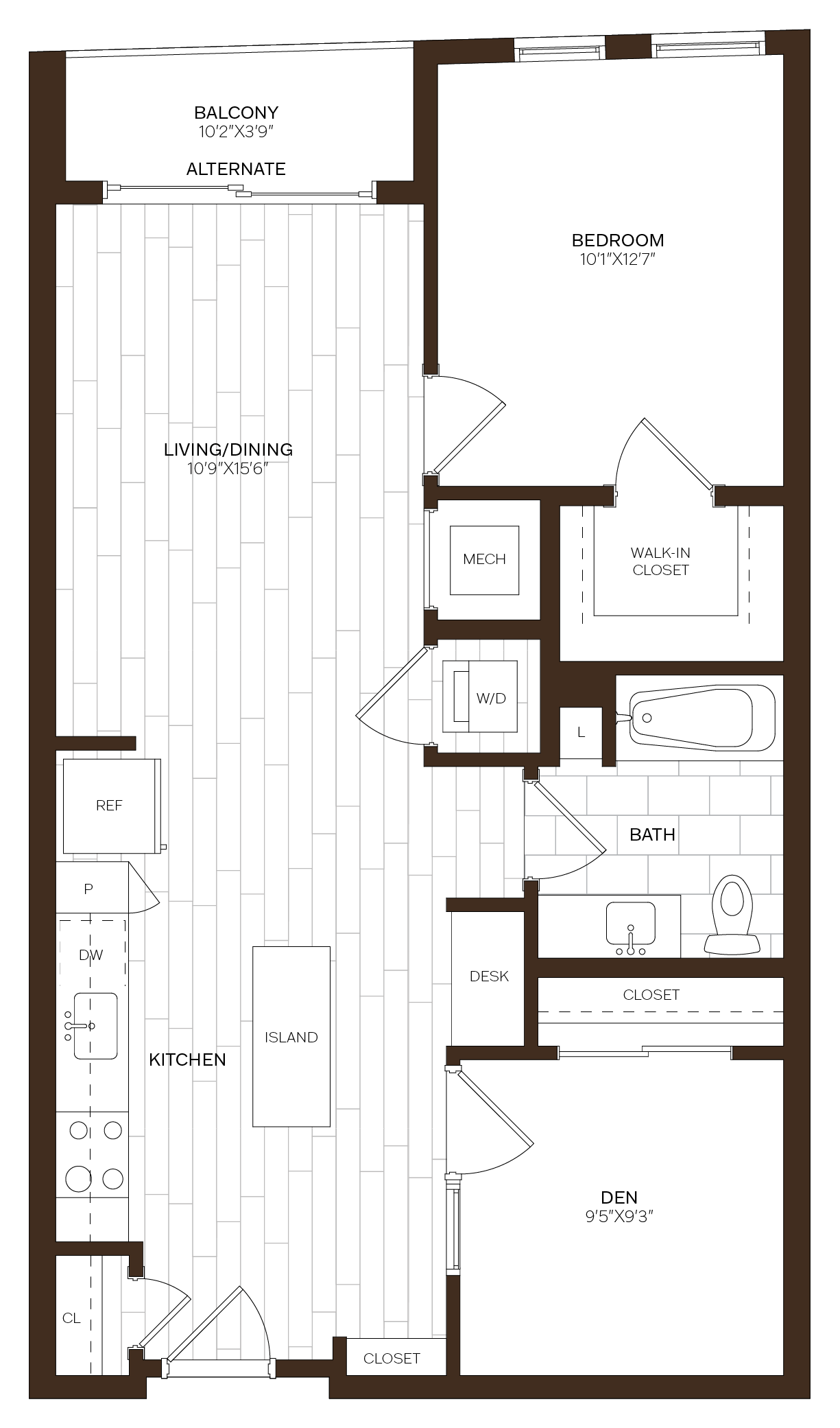 1 Bed/1 Bath Den-D4.1 floor plan