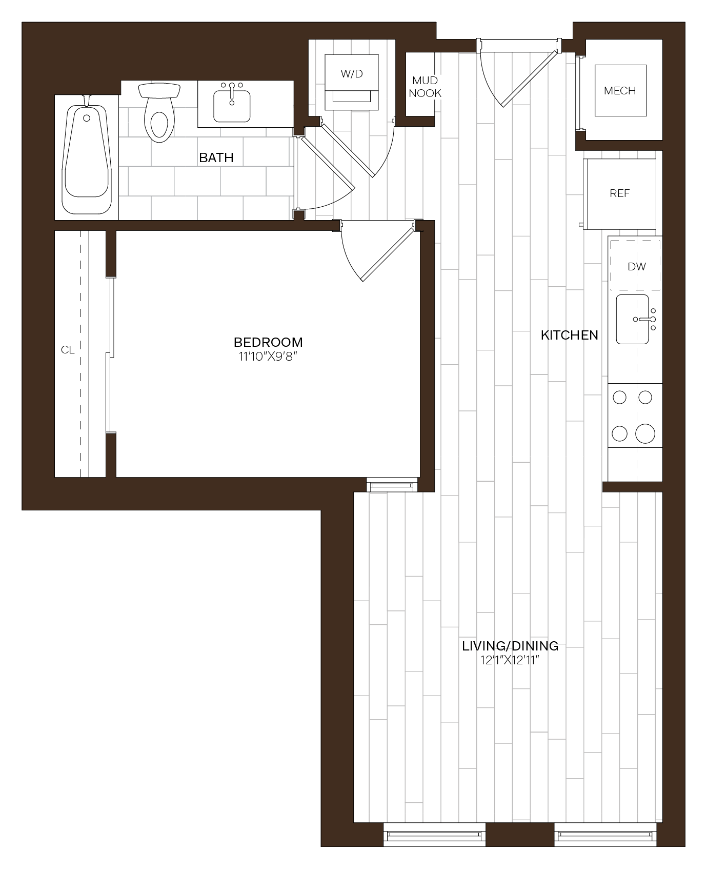 JR 1 Bed/1 Bath-E4 floor plan