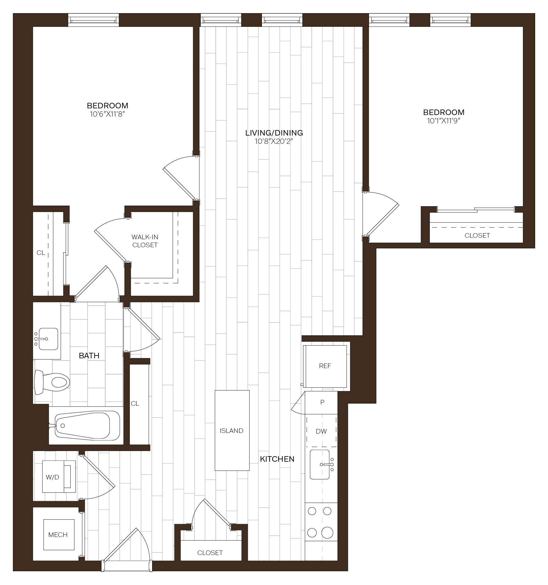 2 Bed/1 Bath-B7 floor plan