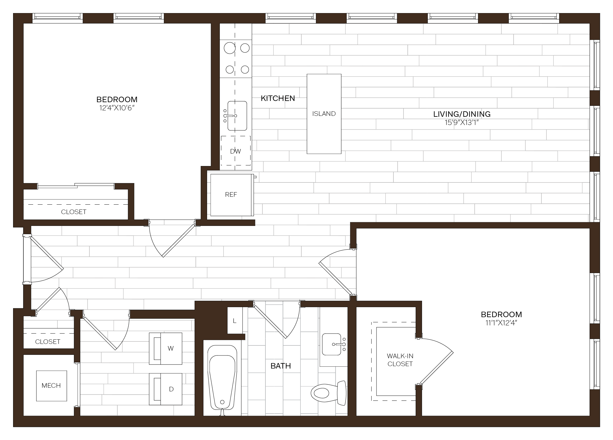 2 Bed/1 Bath-B10 ANSI floor plan