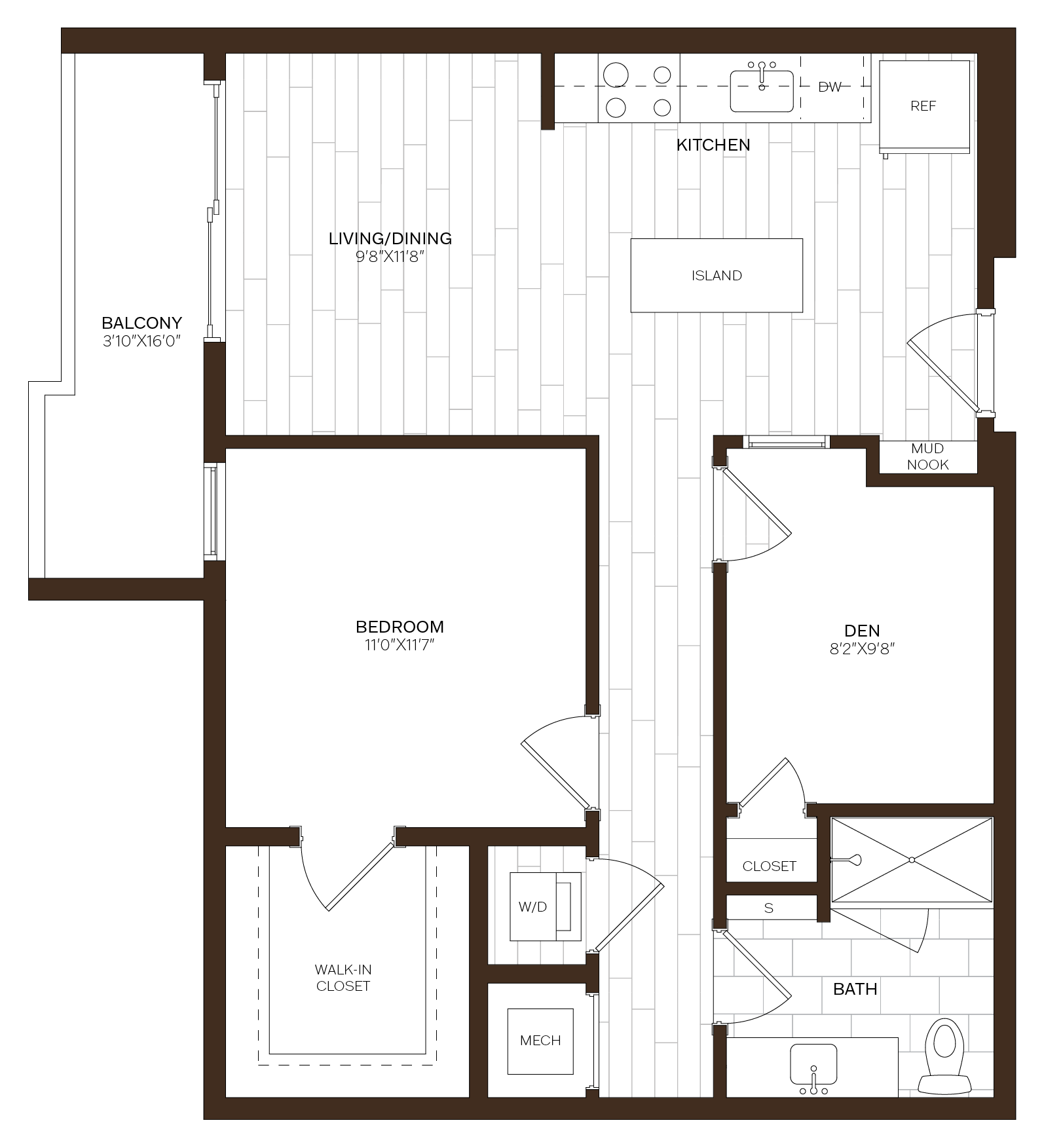 1 Bed/1 Bath Den-D3 floor plan