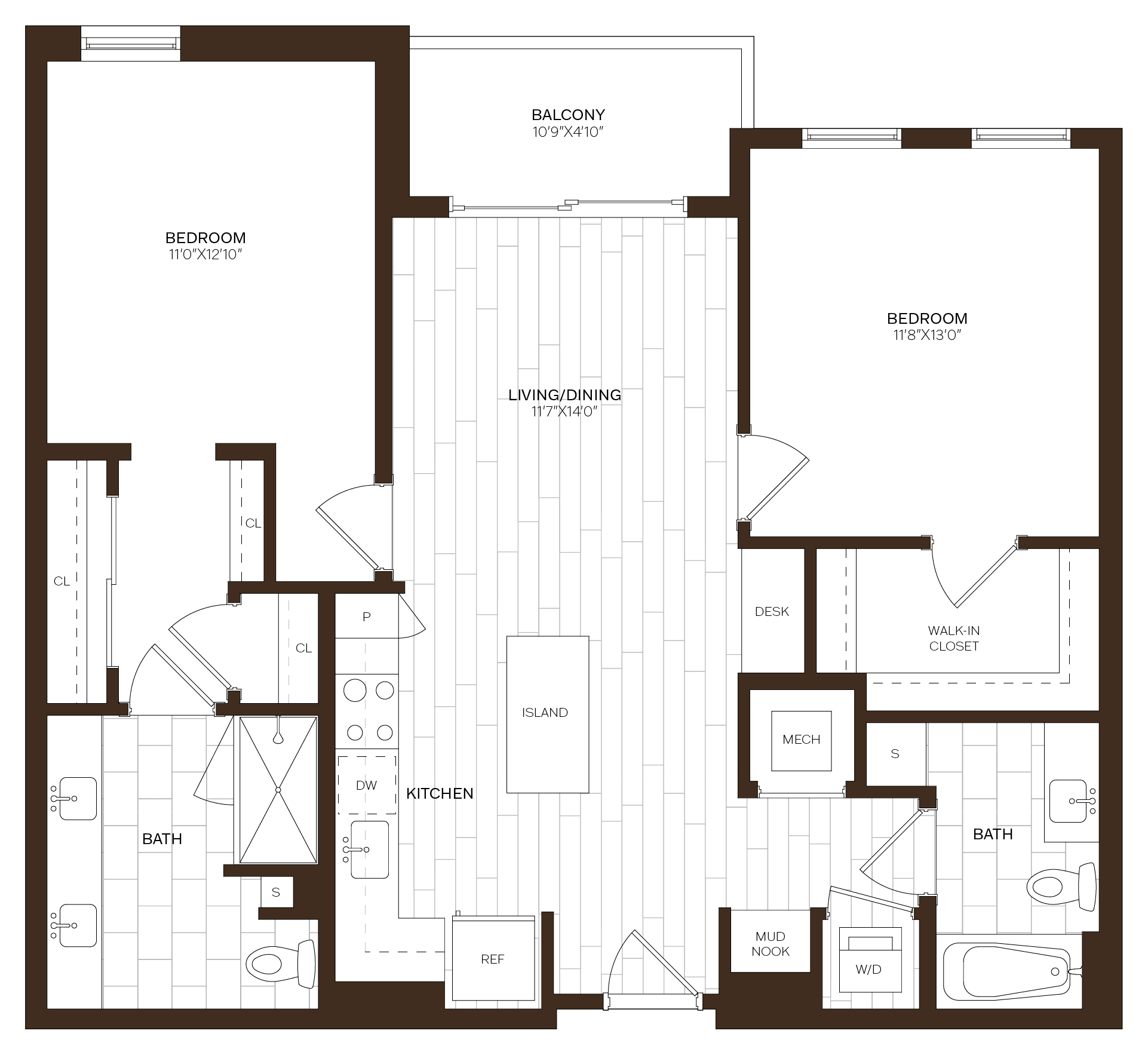 2 Bed/2 Bath-B18 floor plan