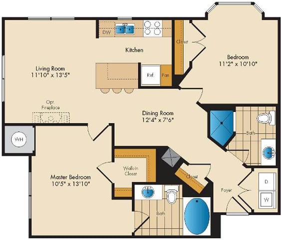 2 Bed 2 Bath-B6 floor plan