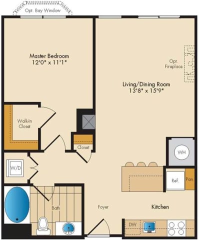 1 Bed 1 Bath-A1 floor plan