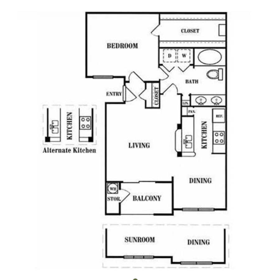 B 1X1 floor plan