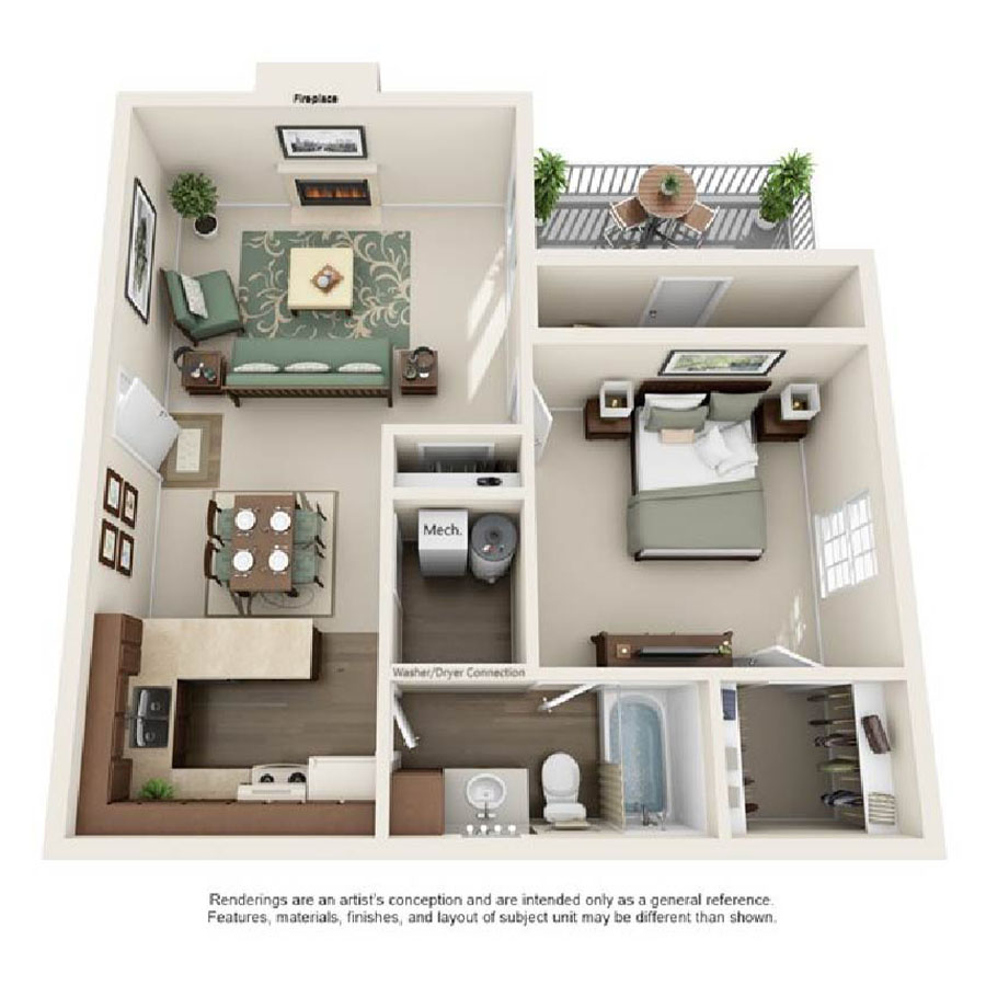 One Bedroom floor plan