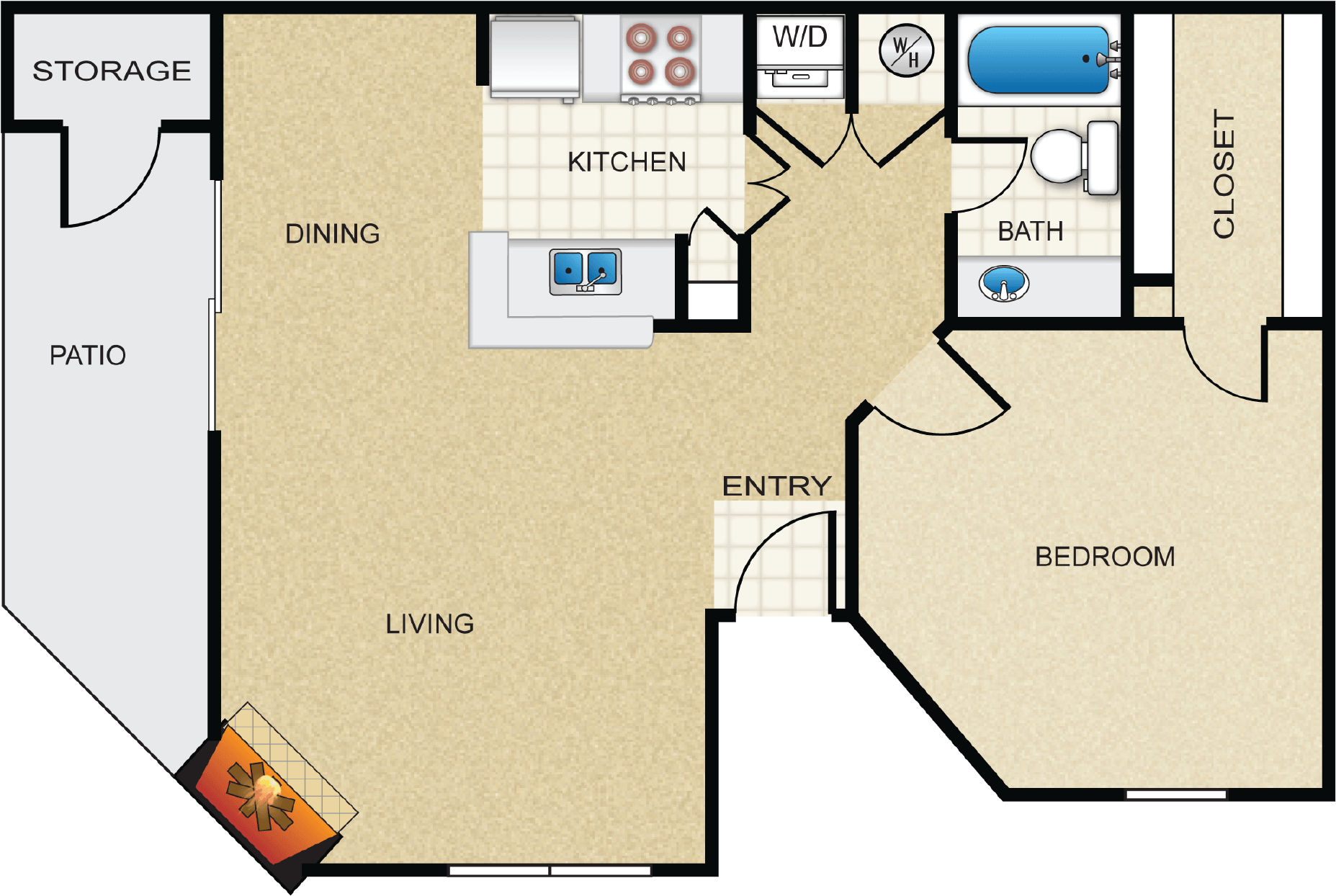 1x1 - 707 sf - A4-D floor plan