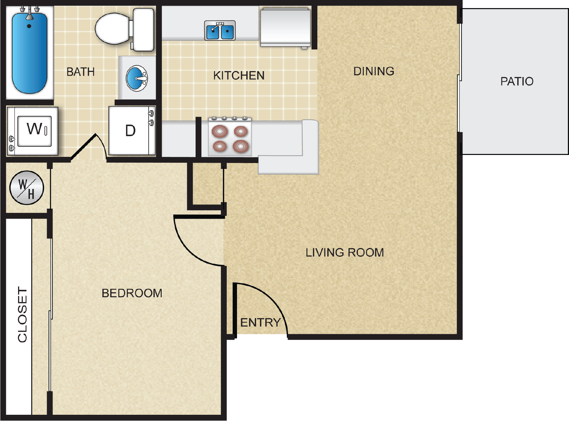 1x1 - 479 sf -A1-C floor plan