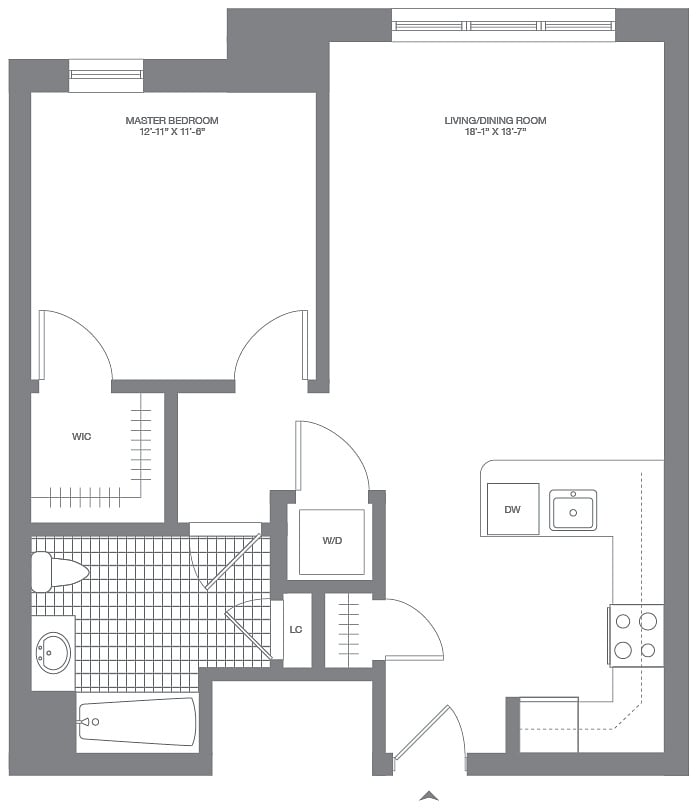 1 Bed/1 Bath floor plan