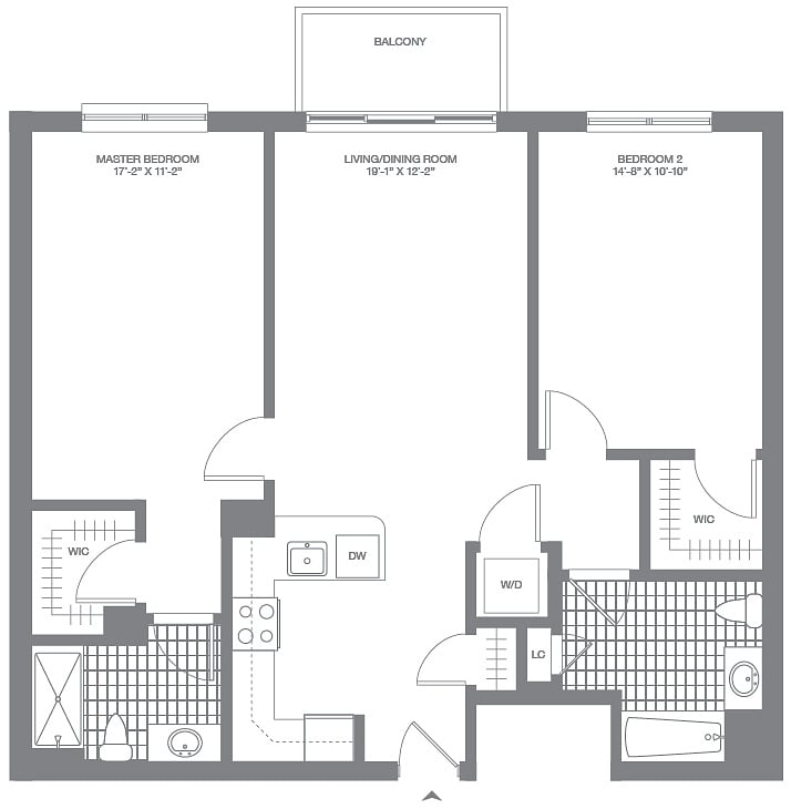 2 Bed/2 Bath floor plan