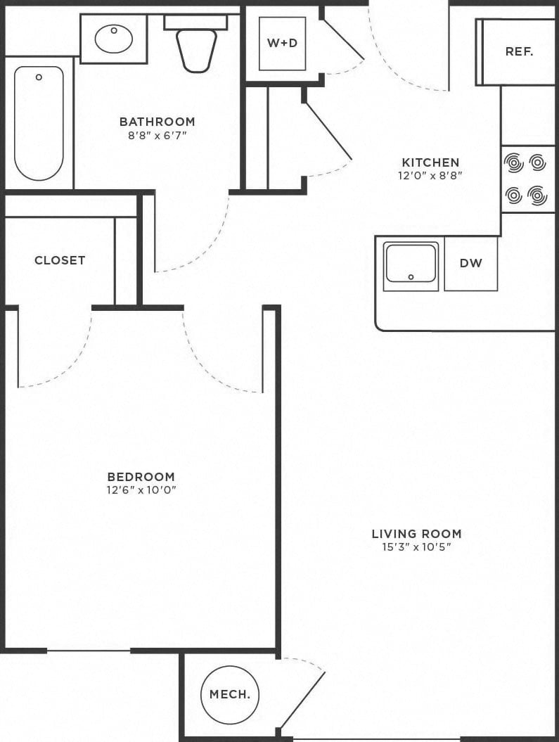 1 Bed/1 Bath-A1 floor plan