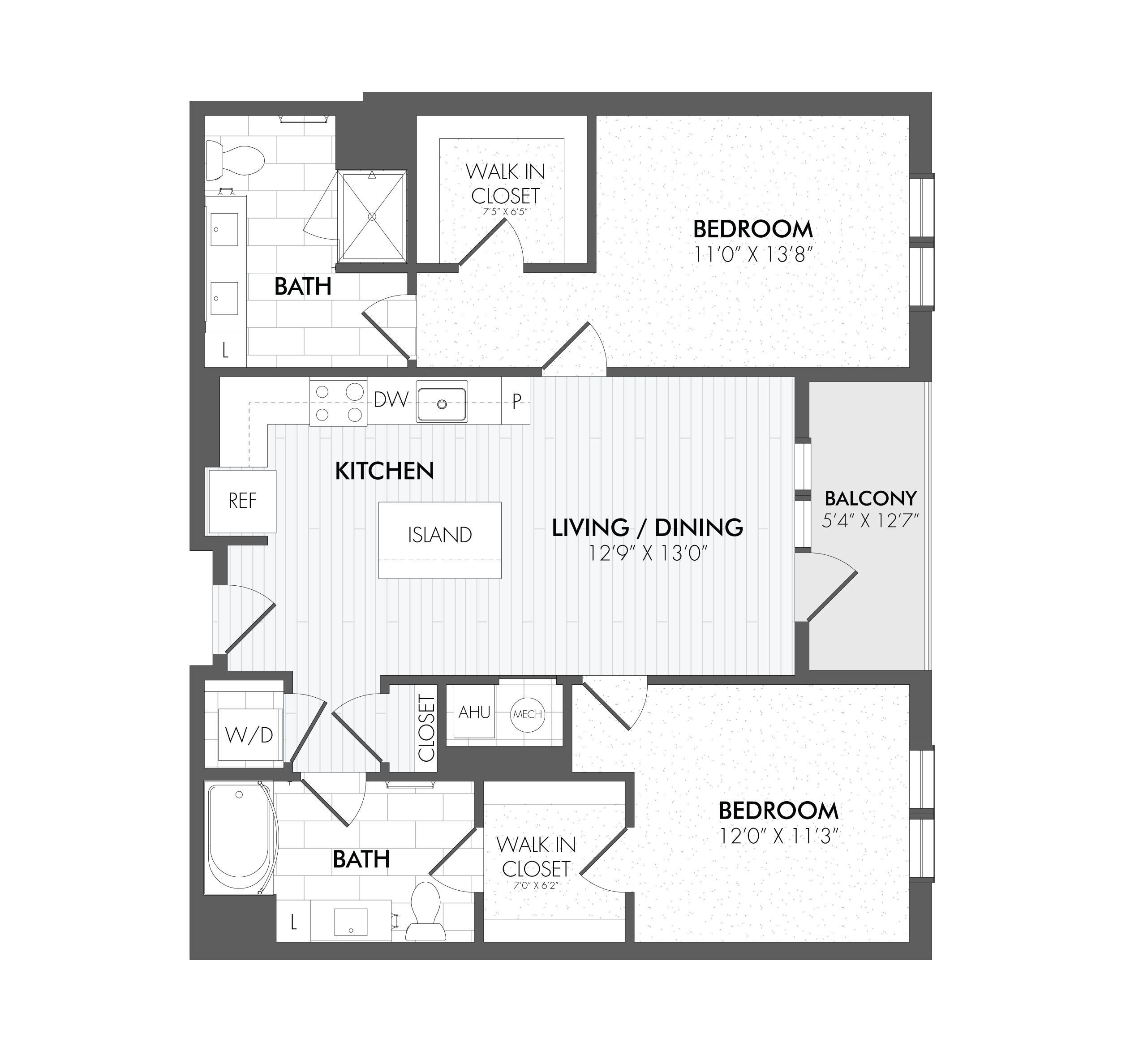 2 Bed/2 Bath-B1 floor plan