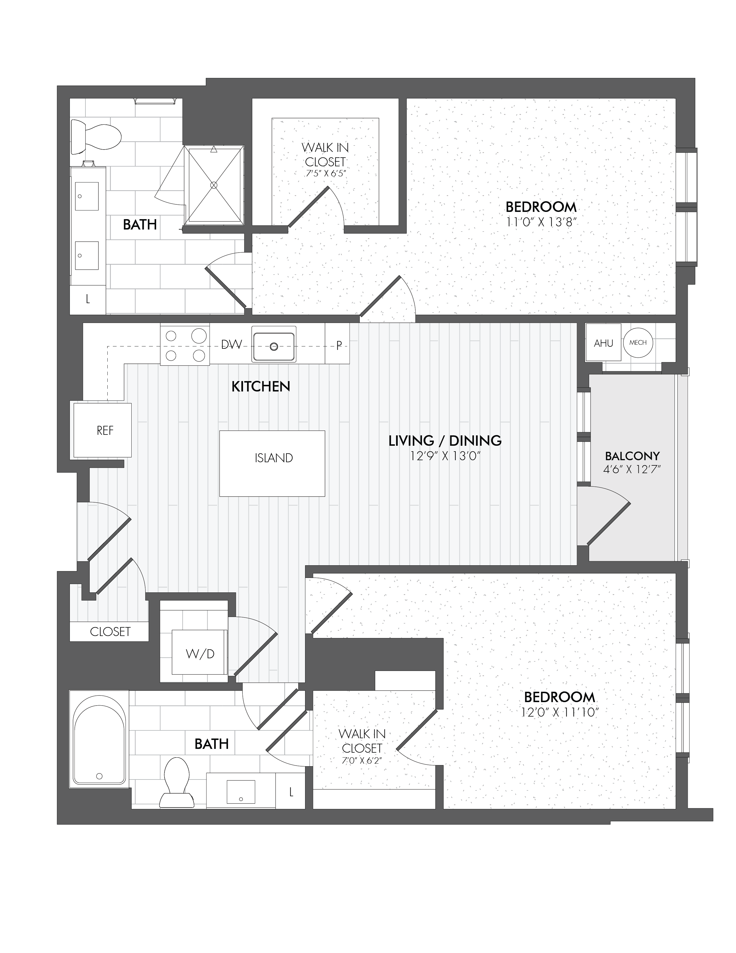 2 Bed/2 Bath-B1A floor plan