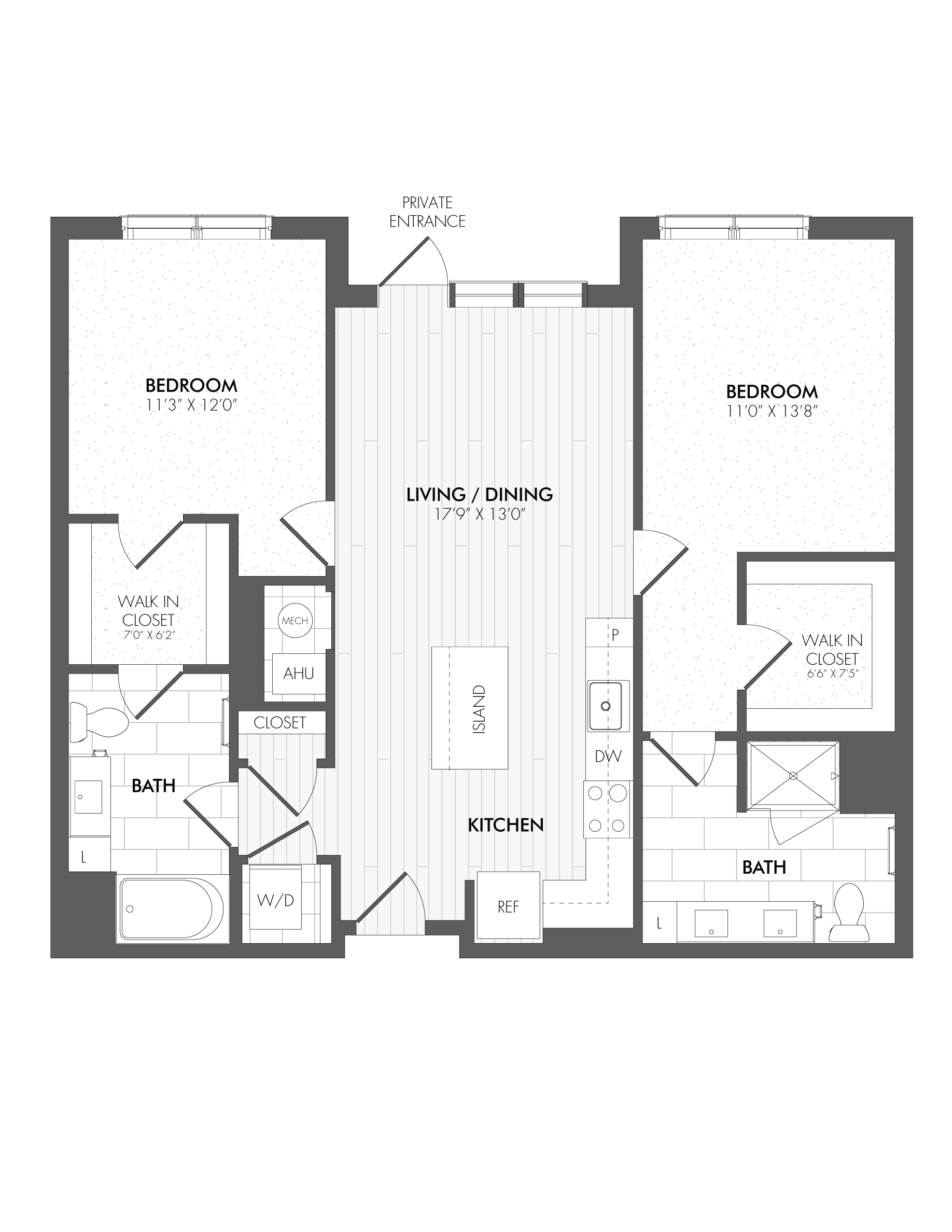 2 Bed/2 Bath-B2 floor plan