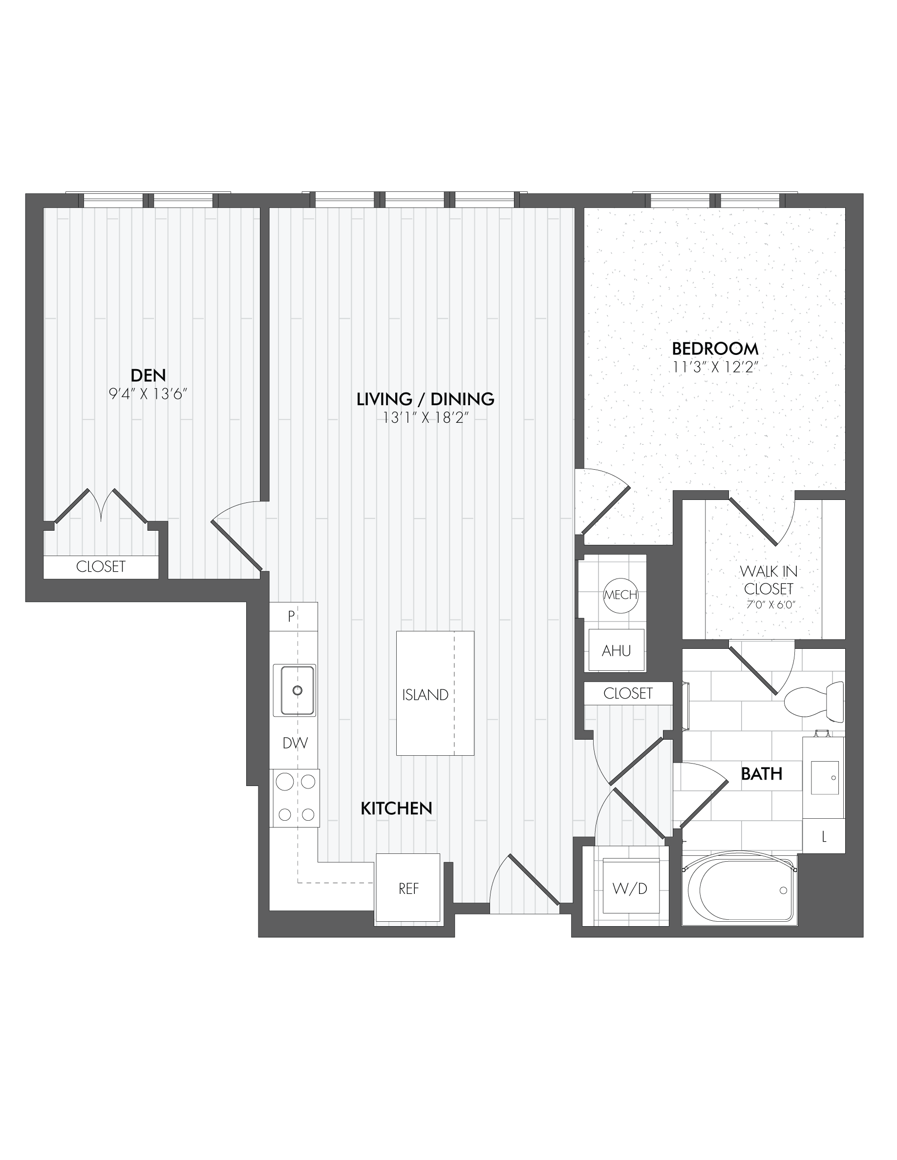 1 Bed/1 Bath Den-A14 floor plan