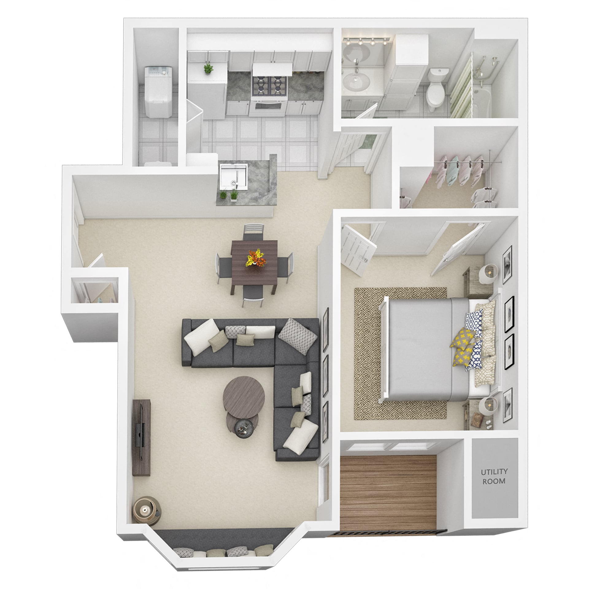 1 Bed 1 Bath - A1 floor plan