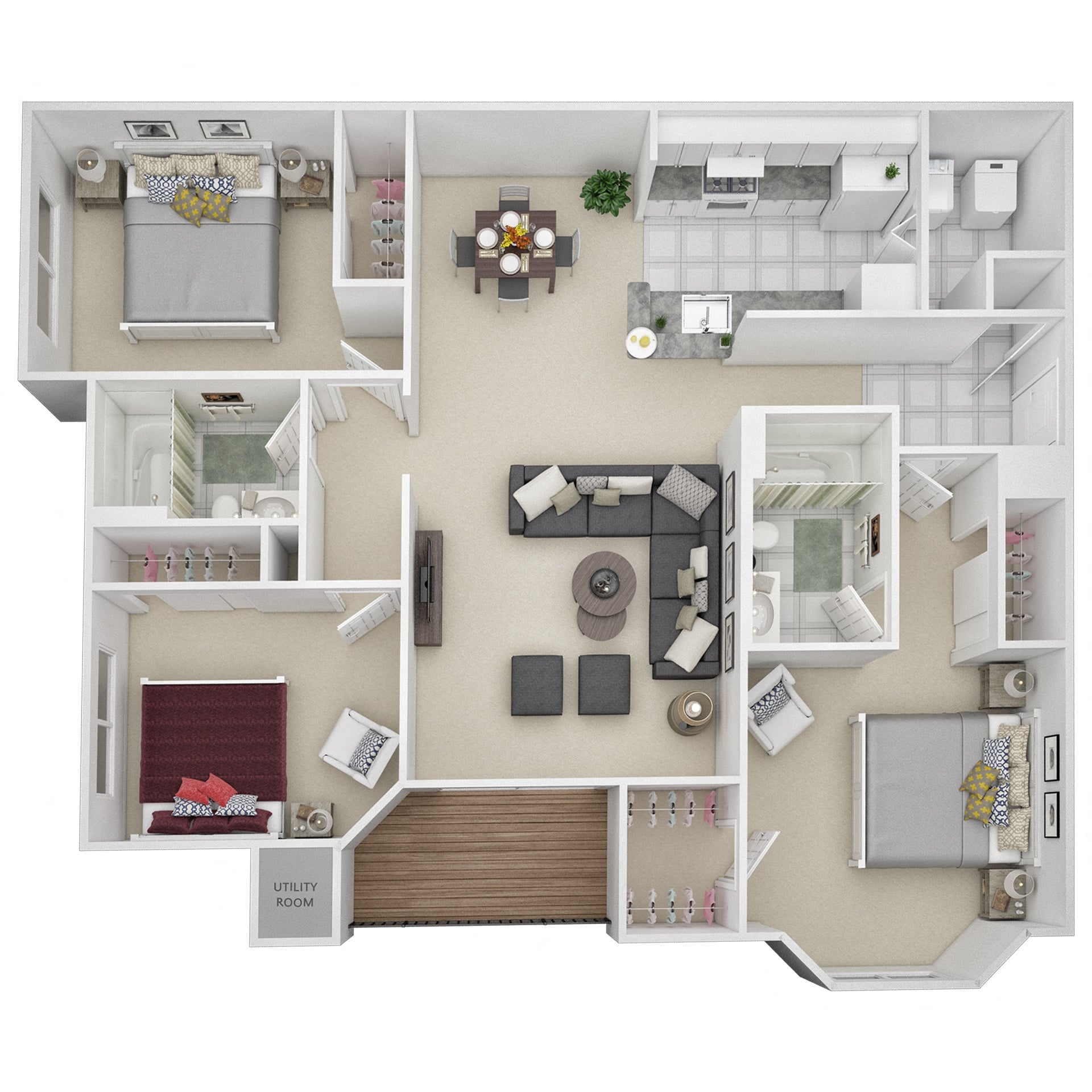 3 Bed 2 Bath - C1 floor plan