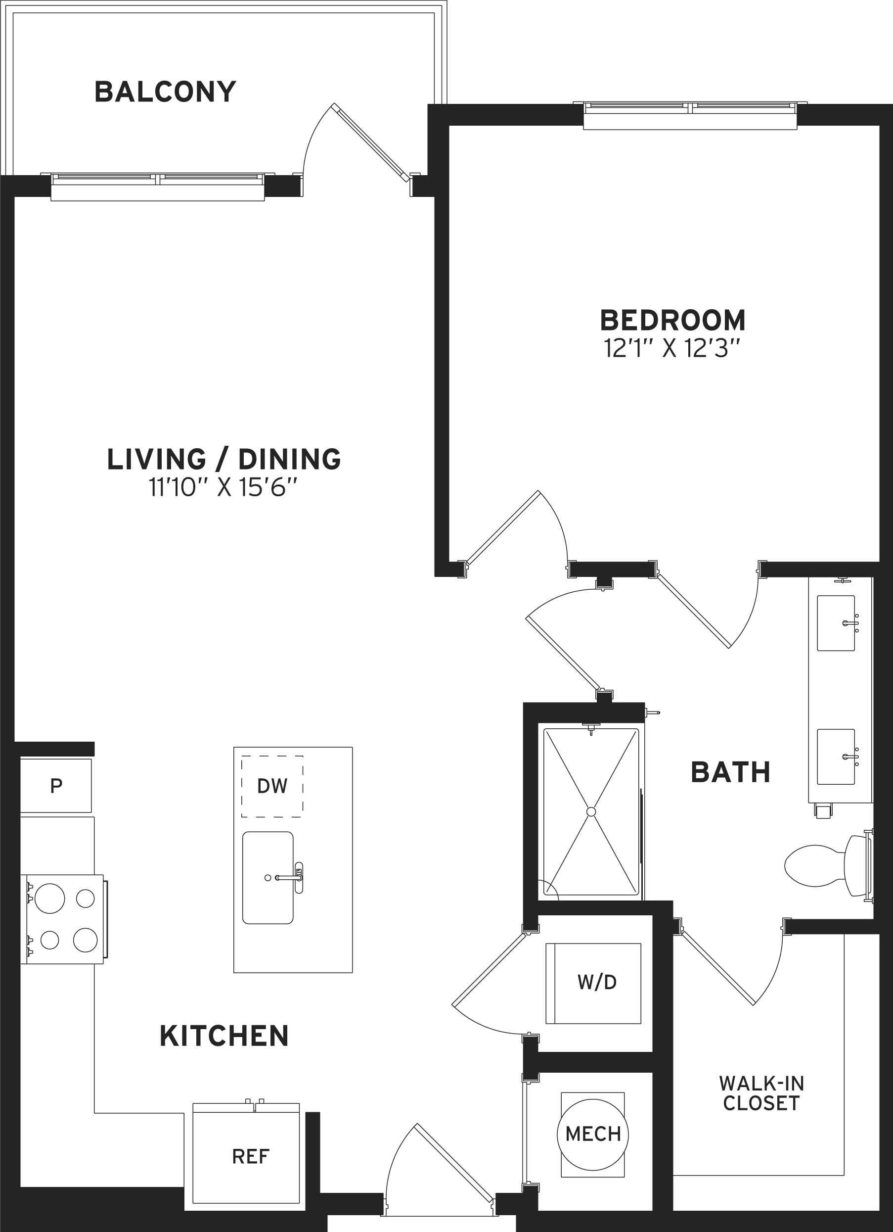 1 Bed/1 Bath -A3-A floor plan
