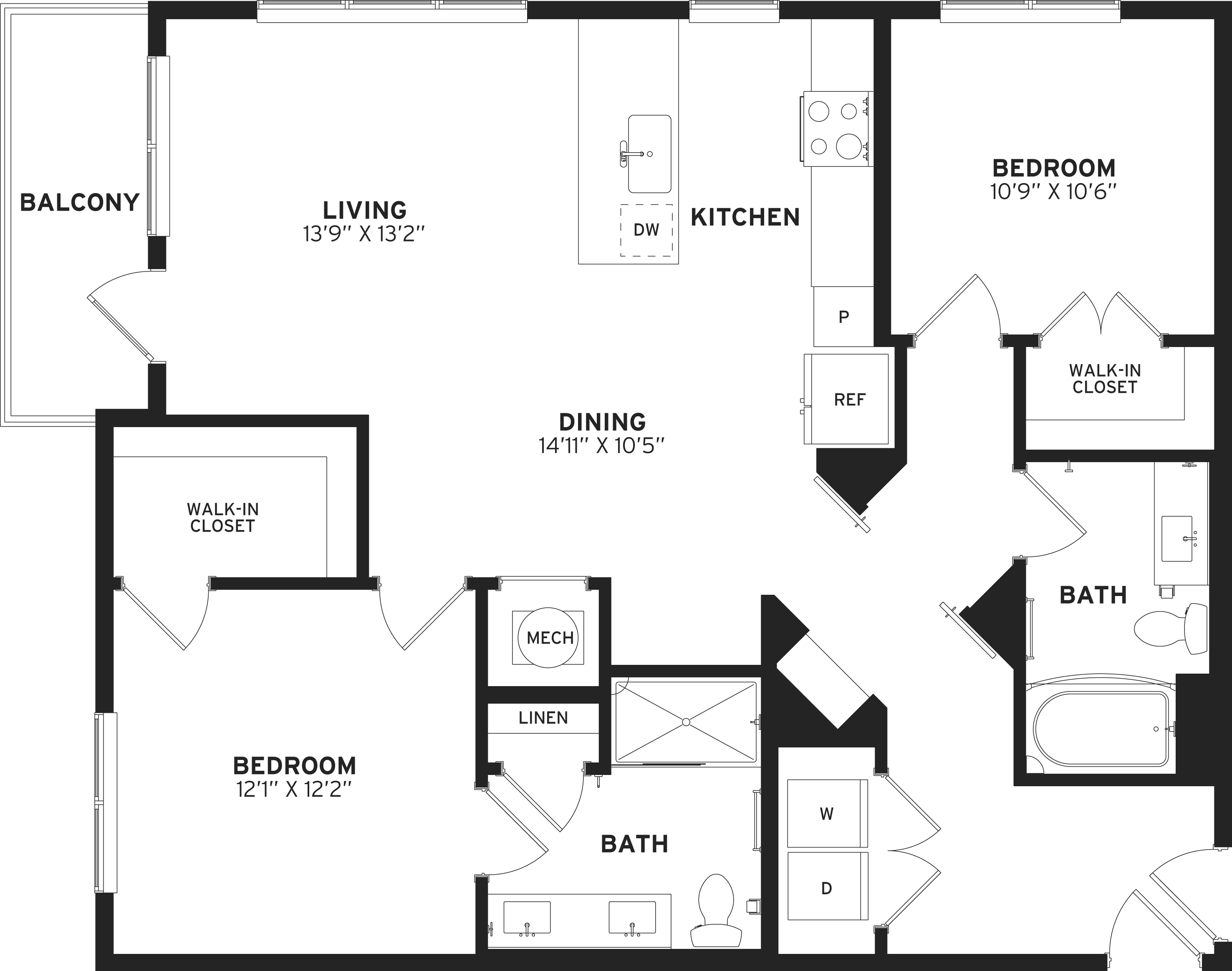 2 Bed/2 Bath-B3 floor plan