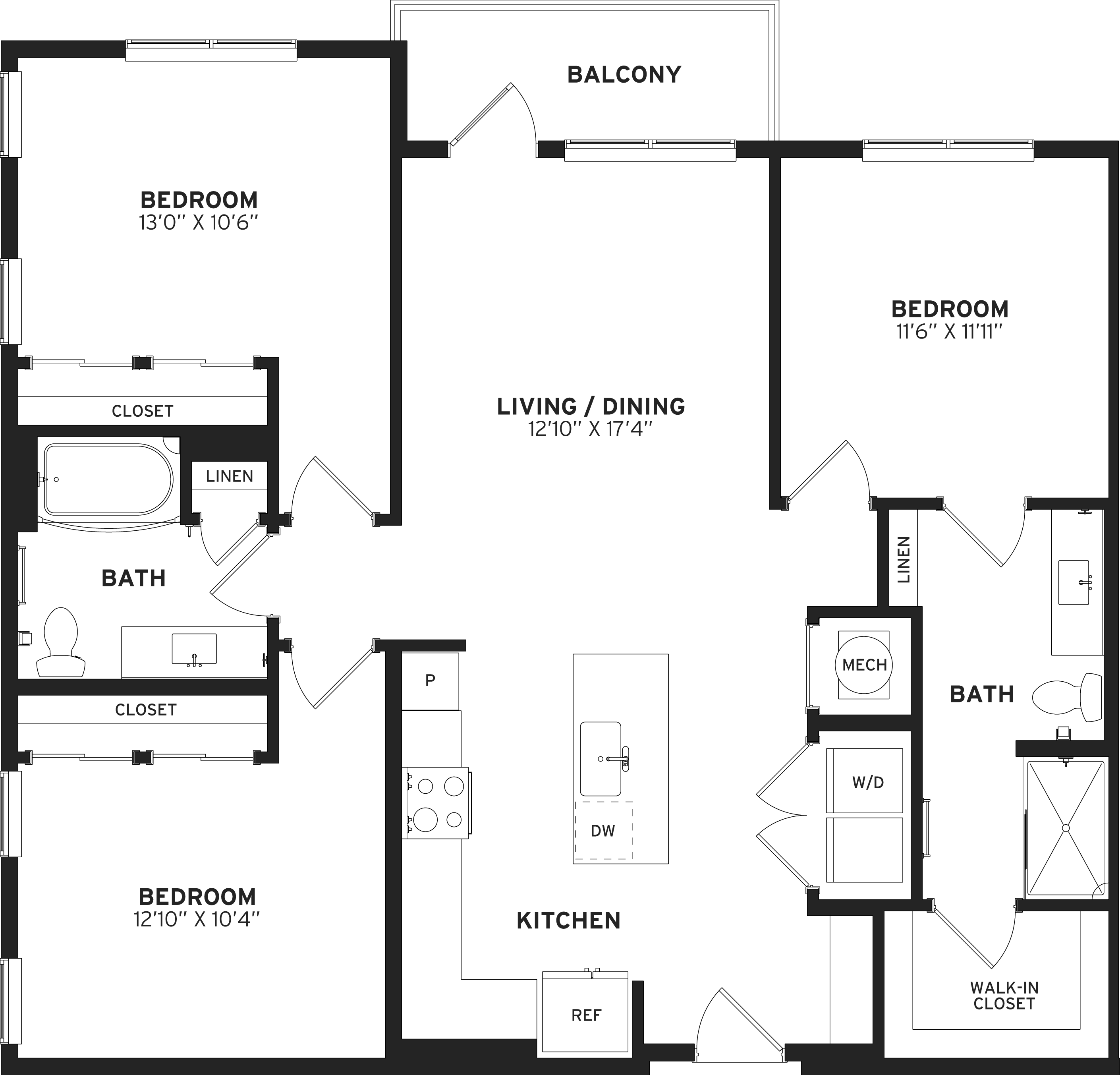 3 Bed/2 Bath-C1 floor plan