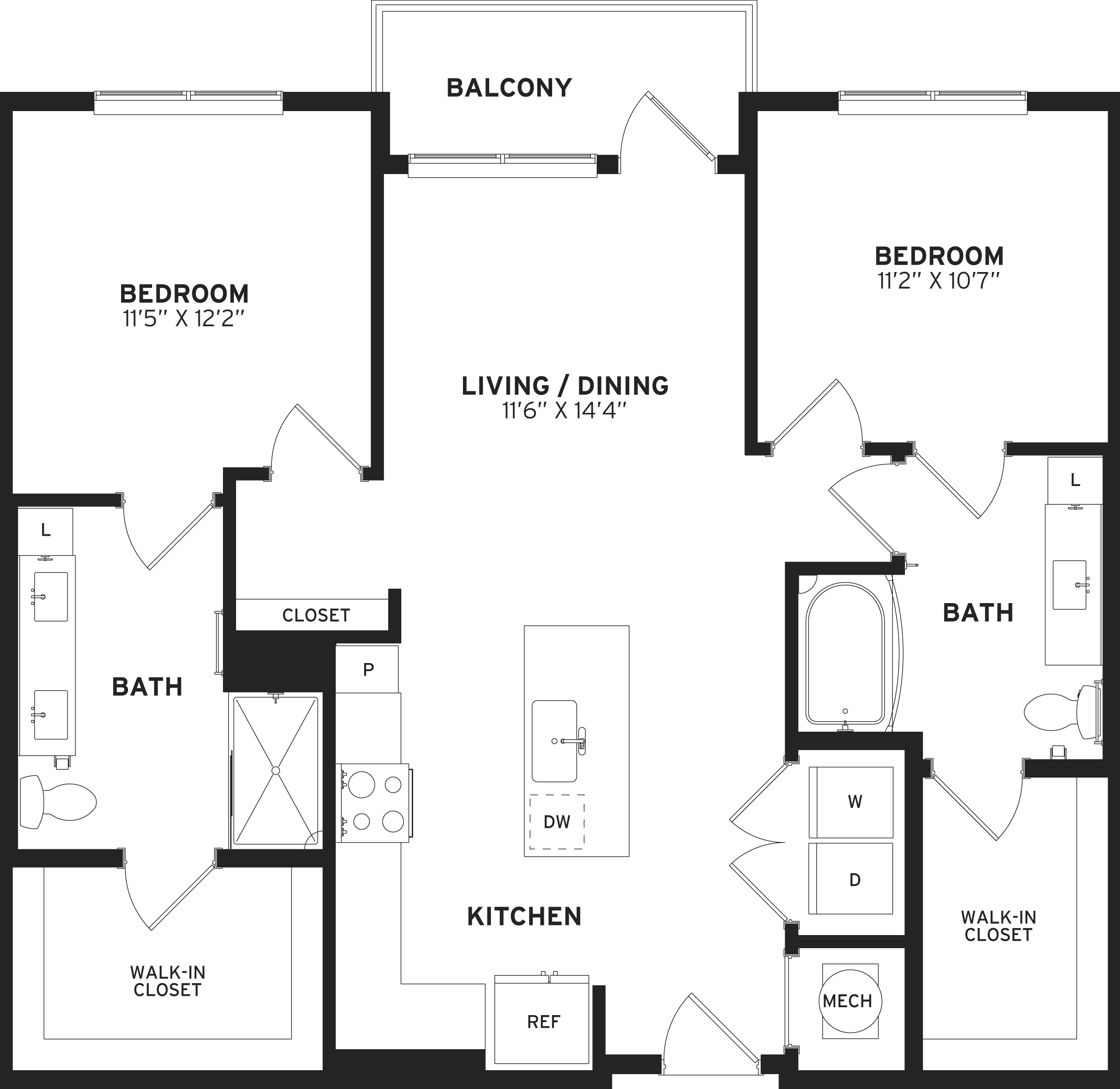 2 Bed/2 Bath-B2 floor plan