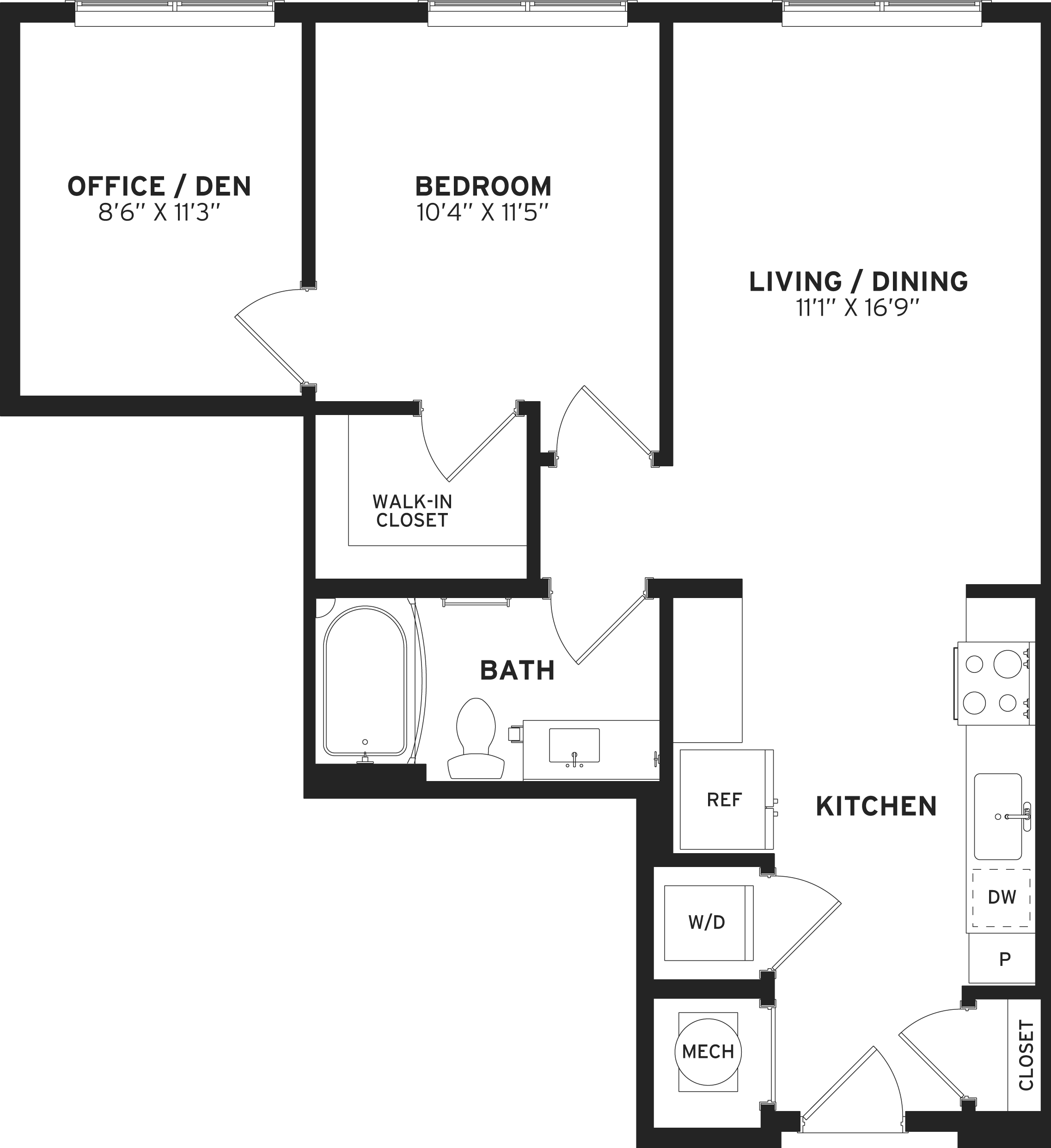 1 Bed/1 Bath Den-A1-C floor plan