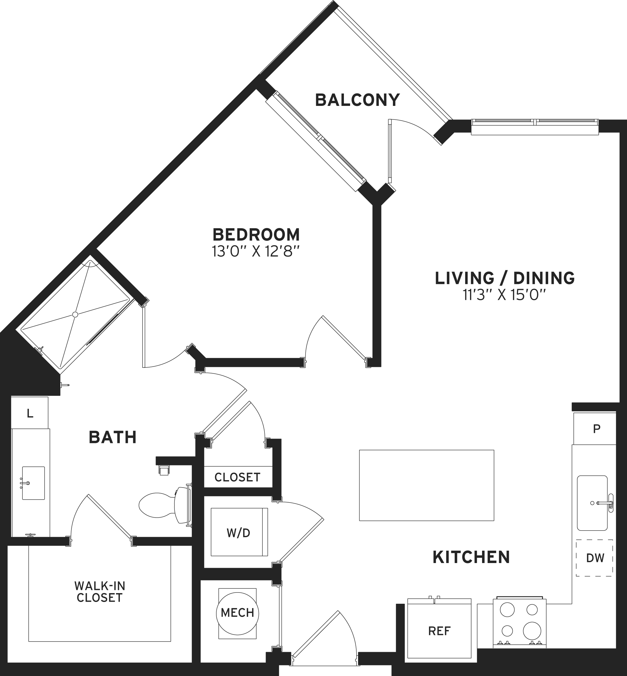 1 Bed/1 Bath-A2 floor plan