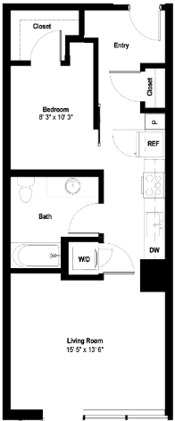 1x1 Urban C floor plan