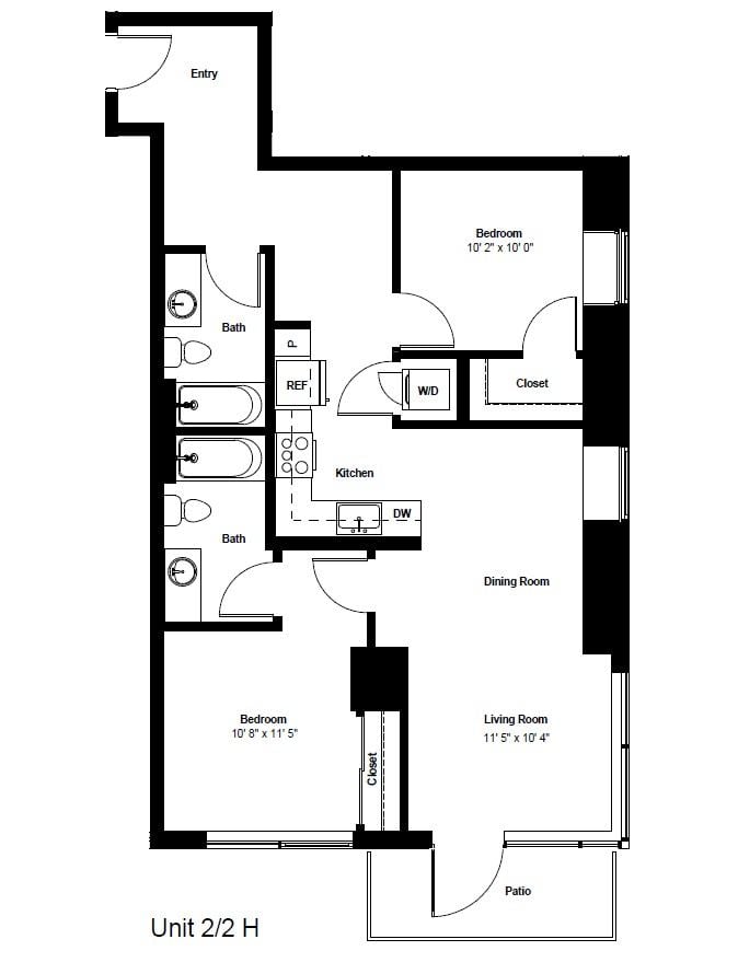 2x2 C floor plan